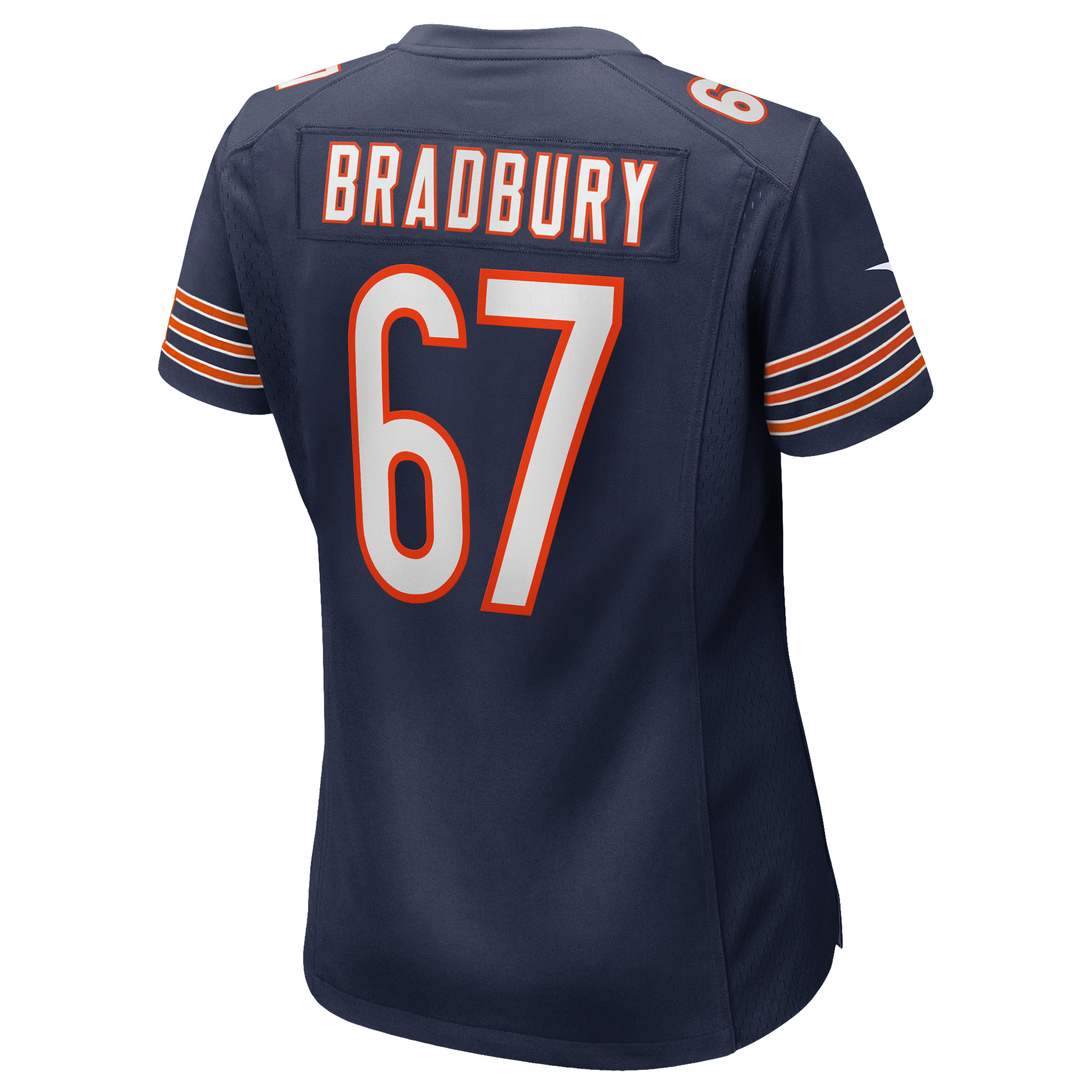 Maillot de match Nike Garrett Bradbury bleu marine des Chicago Bears pour femmes