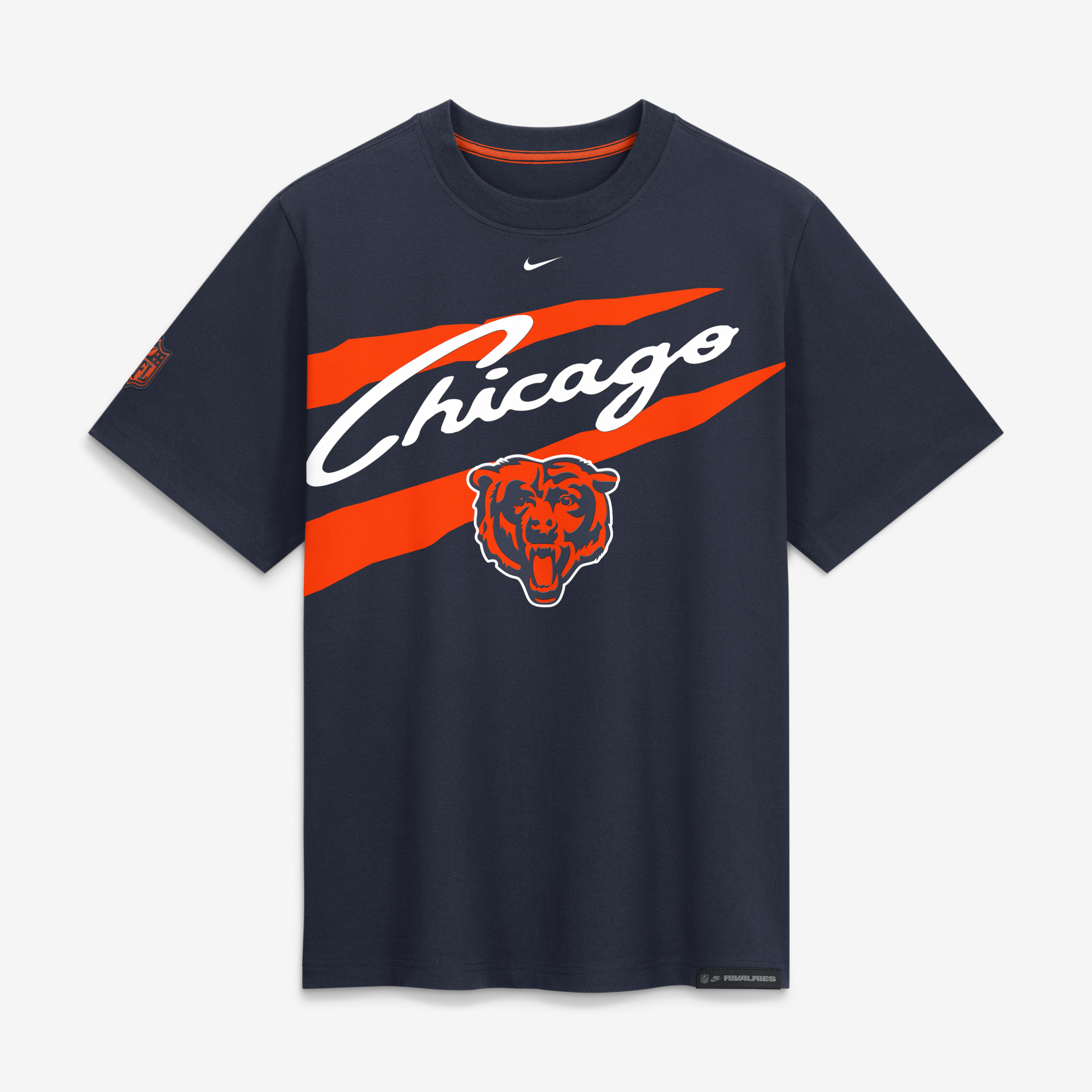 T-shirt boyfriend ample Nike Chicago Bears 2026 Rivalries Collection pour femme, bleu marine