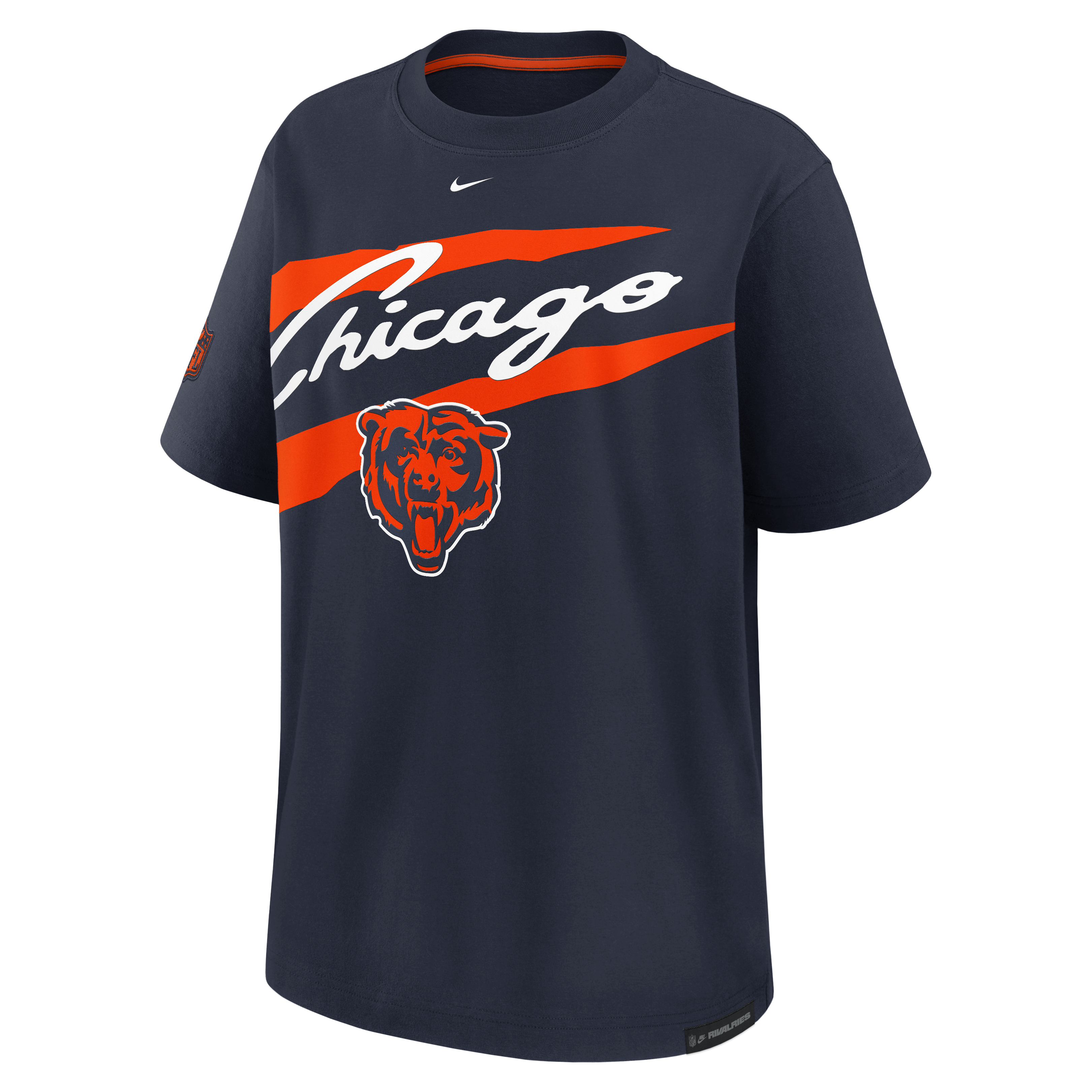 T-shirt boyfriend ample Nike Chicago Bears 2026 Rivalries Collection pour femme, bleu marine