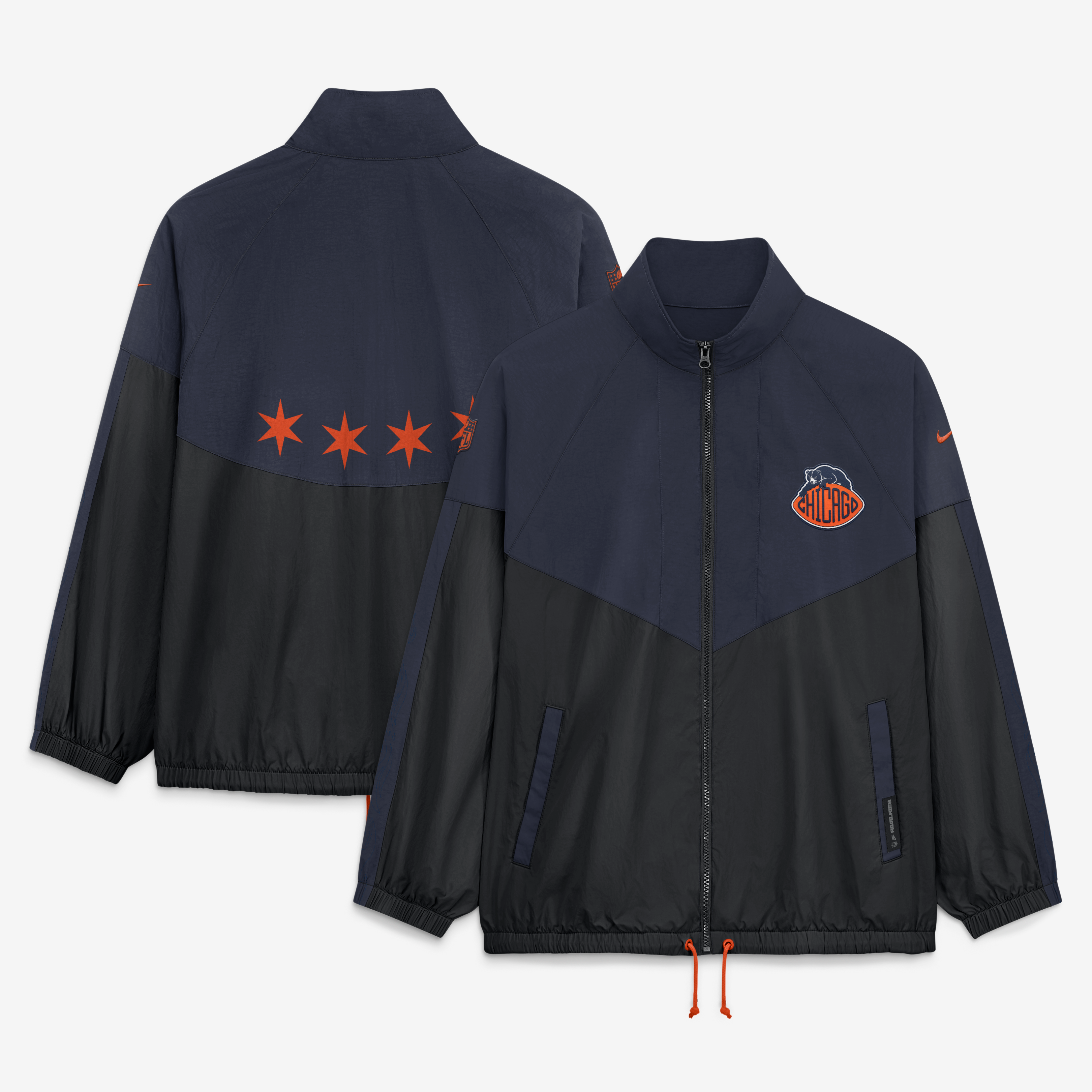 Veste zippée oversize Nike Chicago Bears 2026 Rivalries Collection pour femme, bleu marine