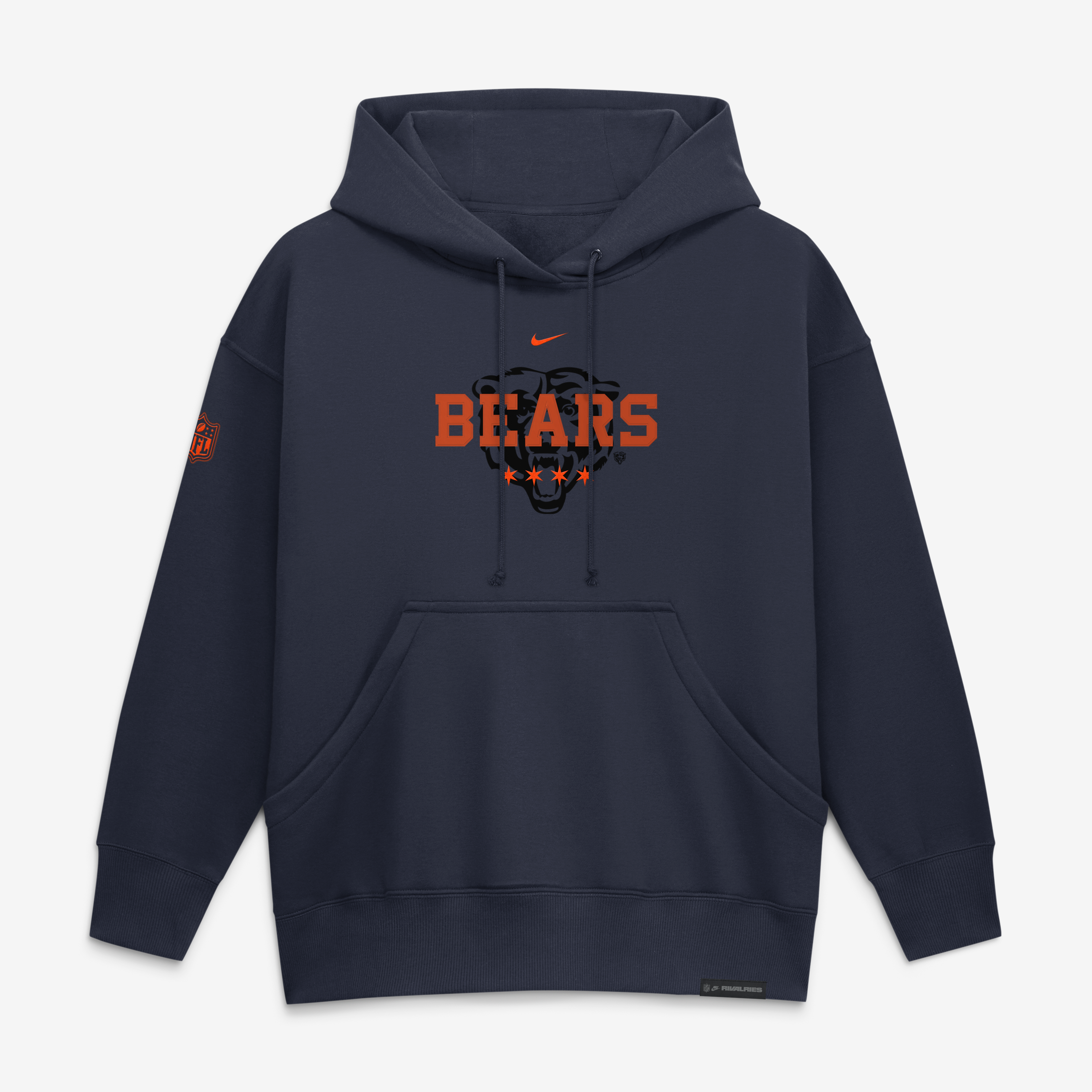 Sweat à capuche oversize Nike Chicago Bears 2026 Rivalries Collection pour femme, bleu marine