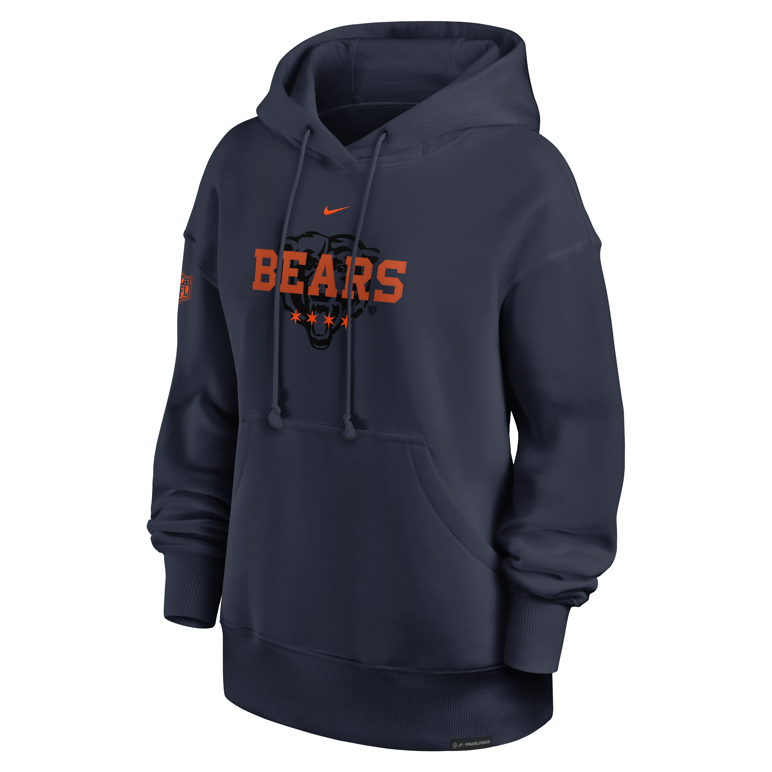 Sweat à capuche oversize Nike Chicago Bears 2026 Rivalries Collection pour femme, bleu marine