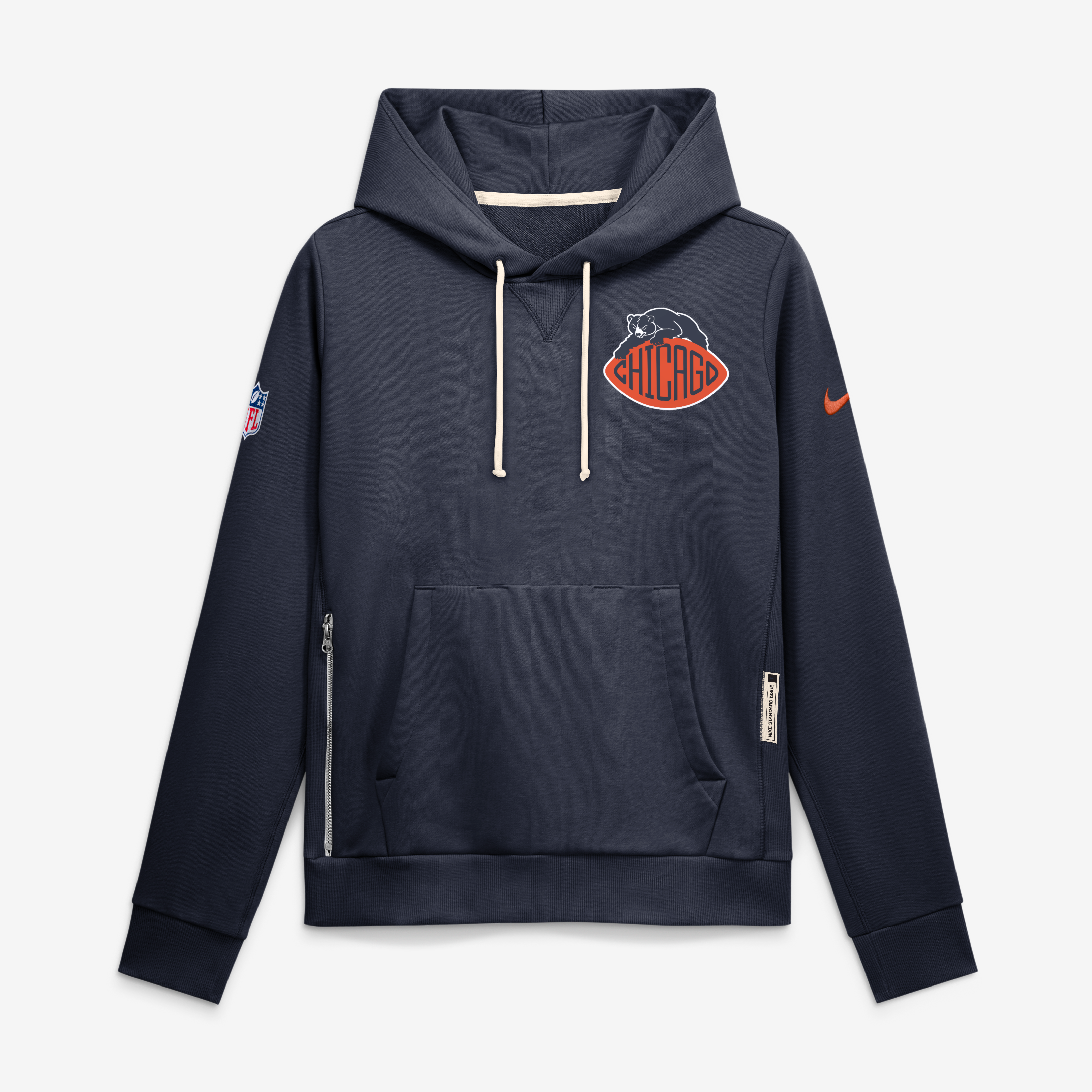 Women's Nike Navy Chicago Bears 2026 Rivalries Collection Standard Issue Sideline Pullover Hoodie