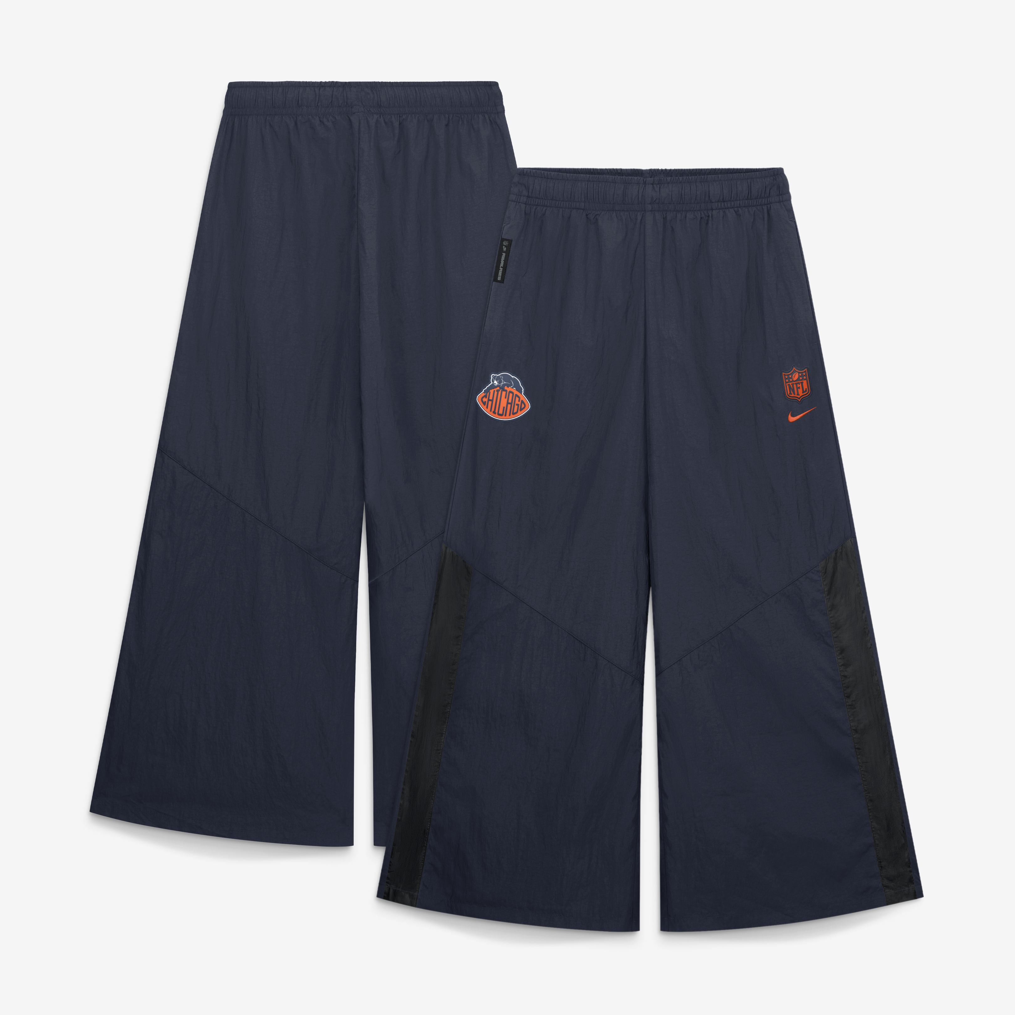 Pantalon tissé à jambes larges Nike Chicago Bears 2026 Rivalries Collection pour femmes, bleu marine
