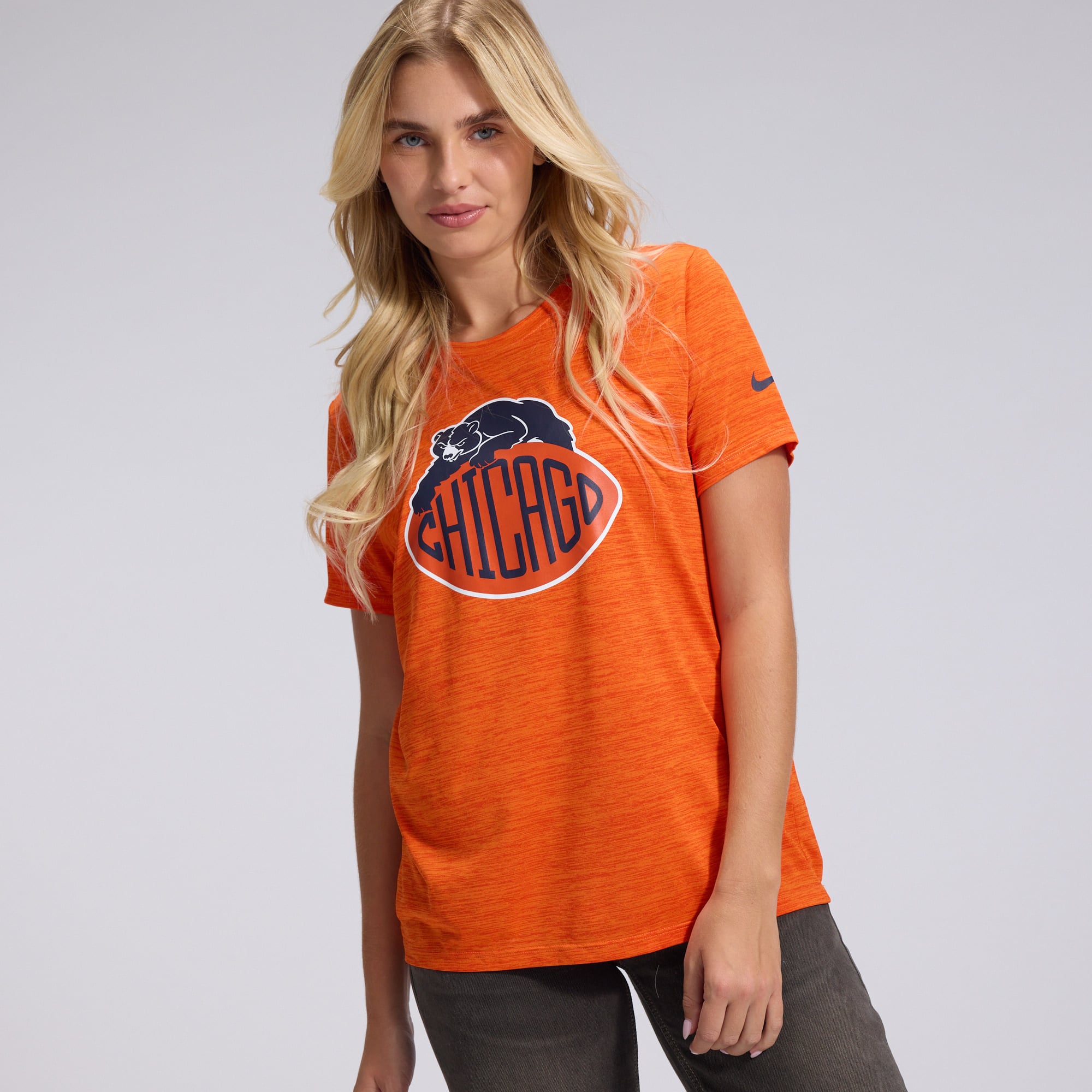 Women's Nike Orange Chicago Bears 2026 Rivalries Collection Sideline Velocity Dri-FIT T-Shirt