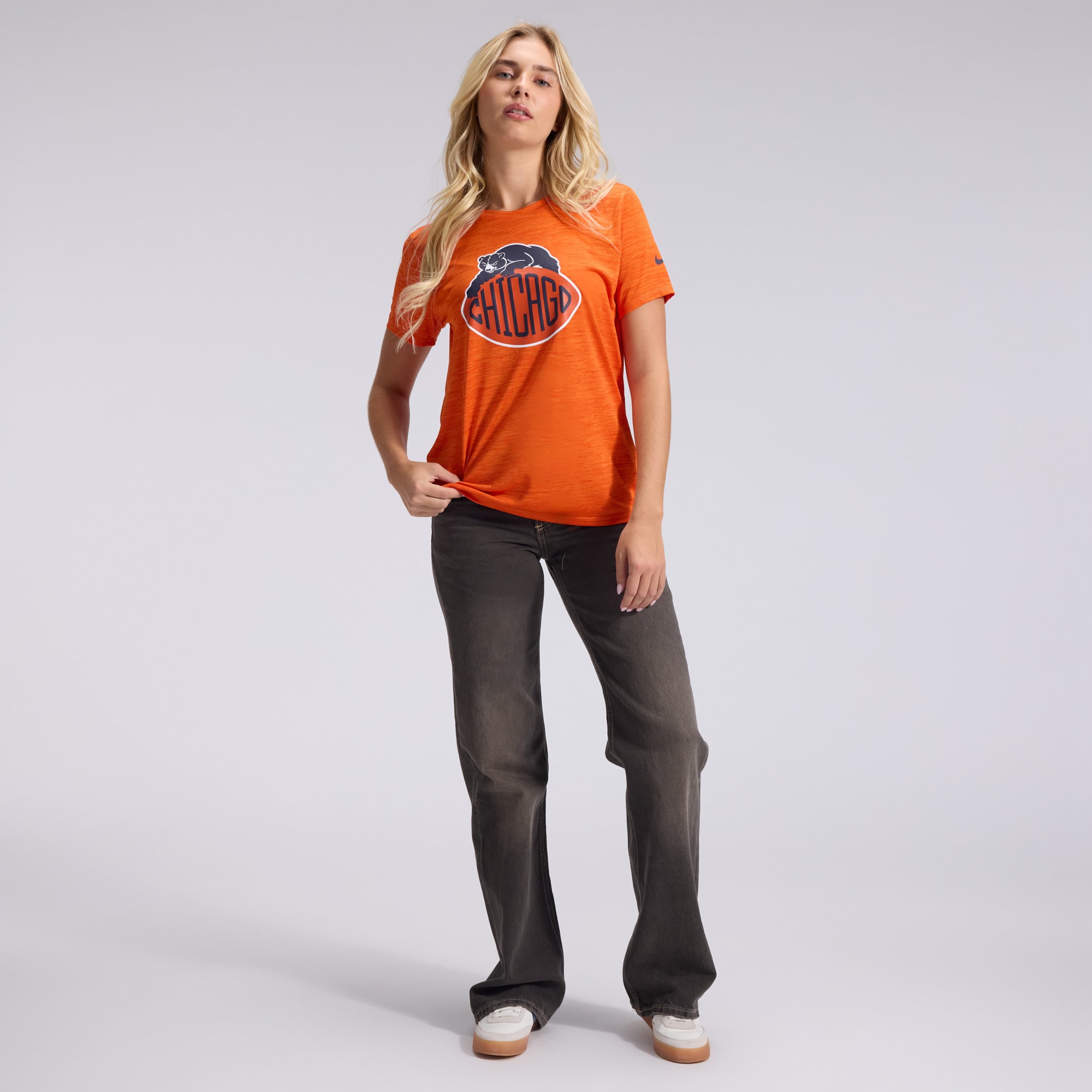Women's Nike Orange Chicago Bears 2026 Rivalries Collection Sideline Velocity Dri-FIT T-Shirt