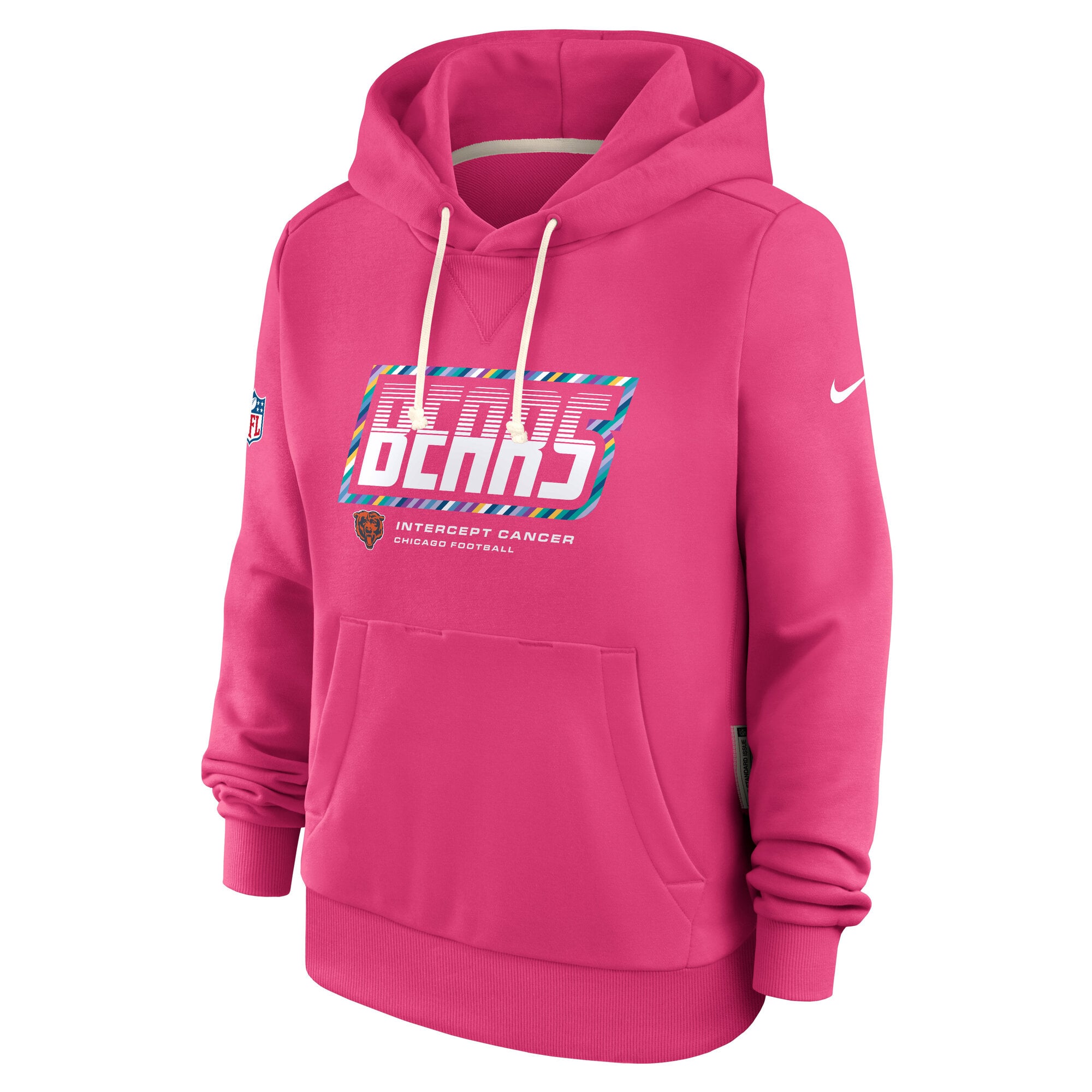 Sweat à capuche Nike rose Chicago Bears 2026 NFL Crucial Catch Sideline Standard Issue Dri-FIT pour femme