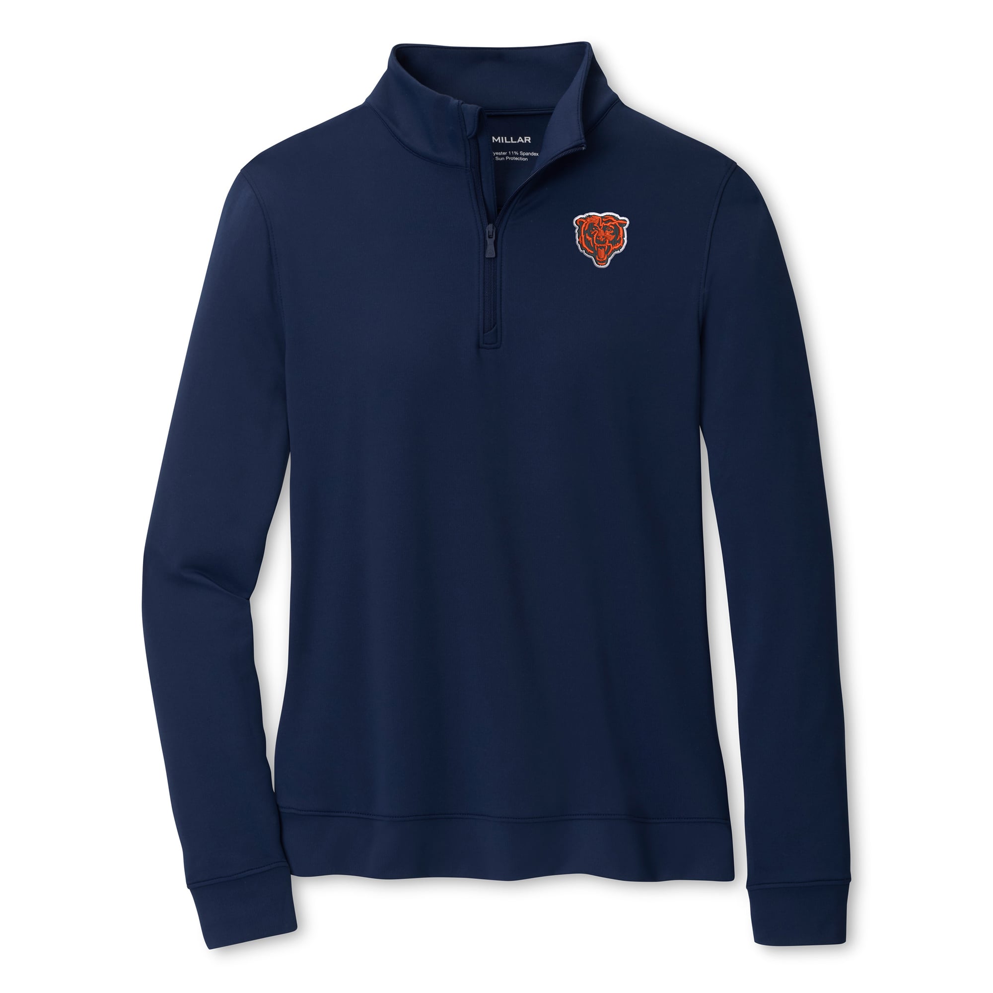 Pull-over à col zippé Peter Millar Perth bleu marine pour femme, modèle Chicago Bears.