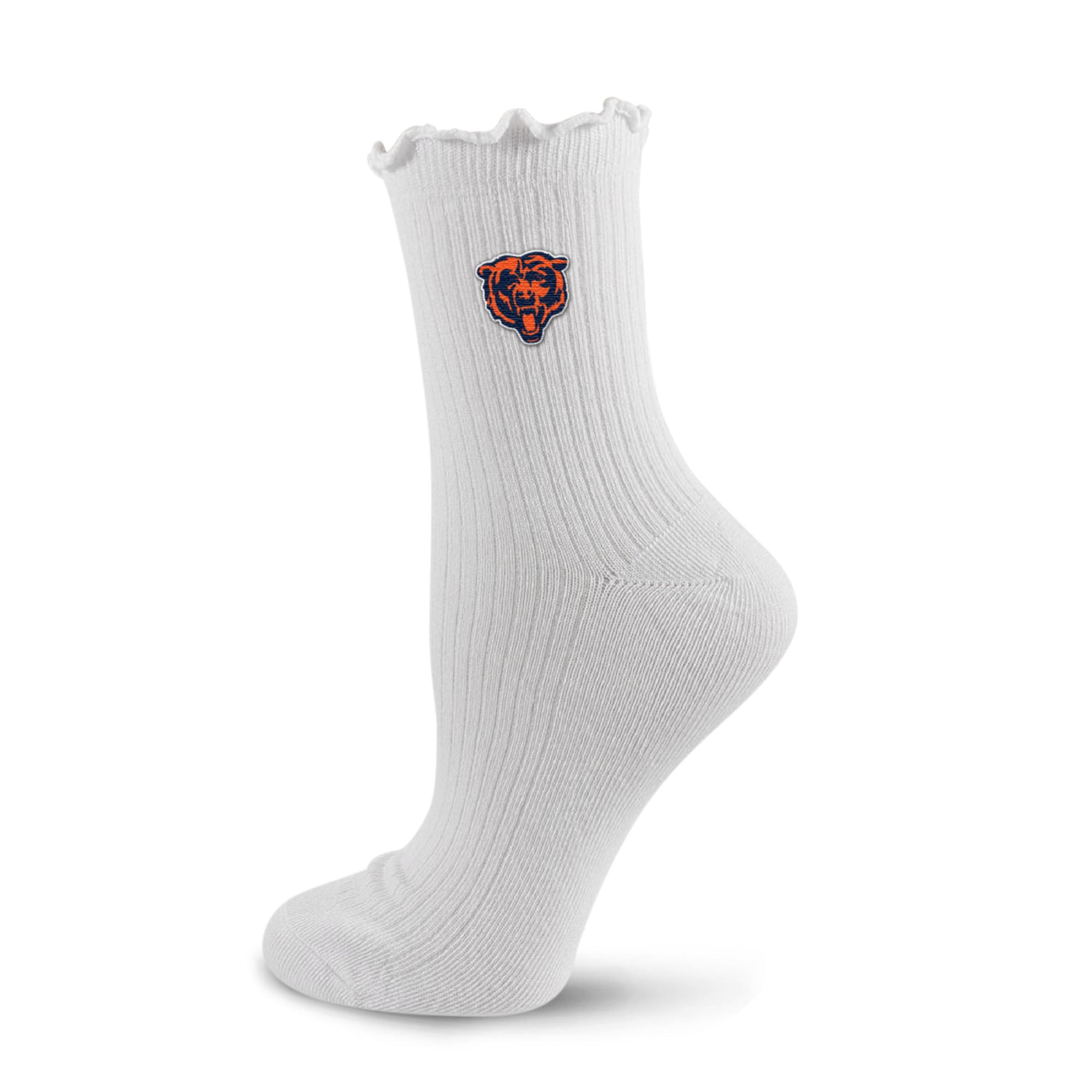 Women's PRO Compression White Chicago Bears Logo Lettuce Hem Quarter Socks
