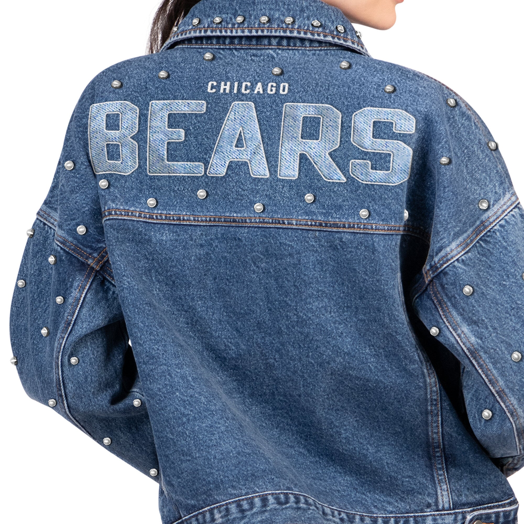Veste en jean boutonnée Starter Denim Chicago Bears Pearl Icon pour femme