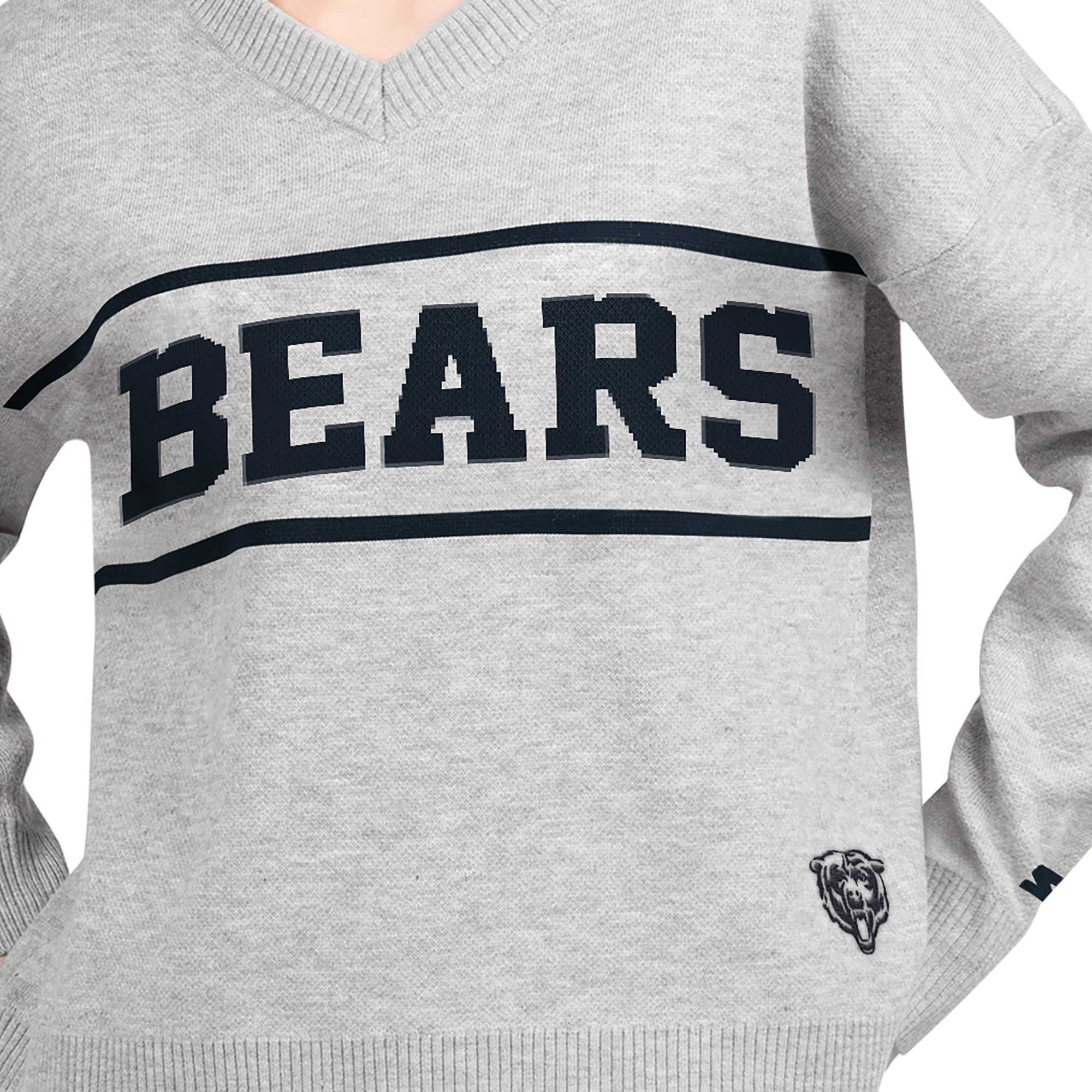Pull à col en V gris Starter pour femme, Chicago Bears Best Shot