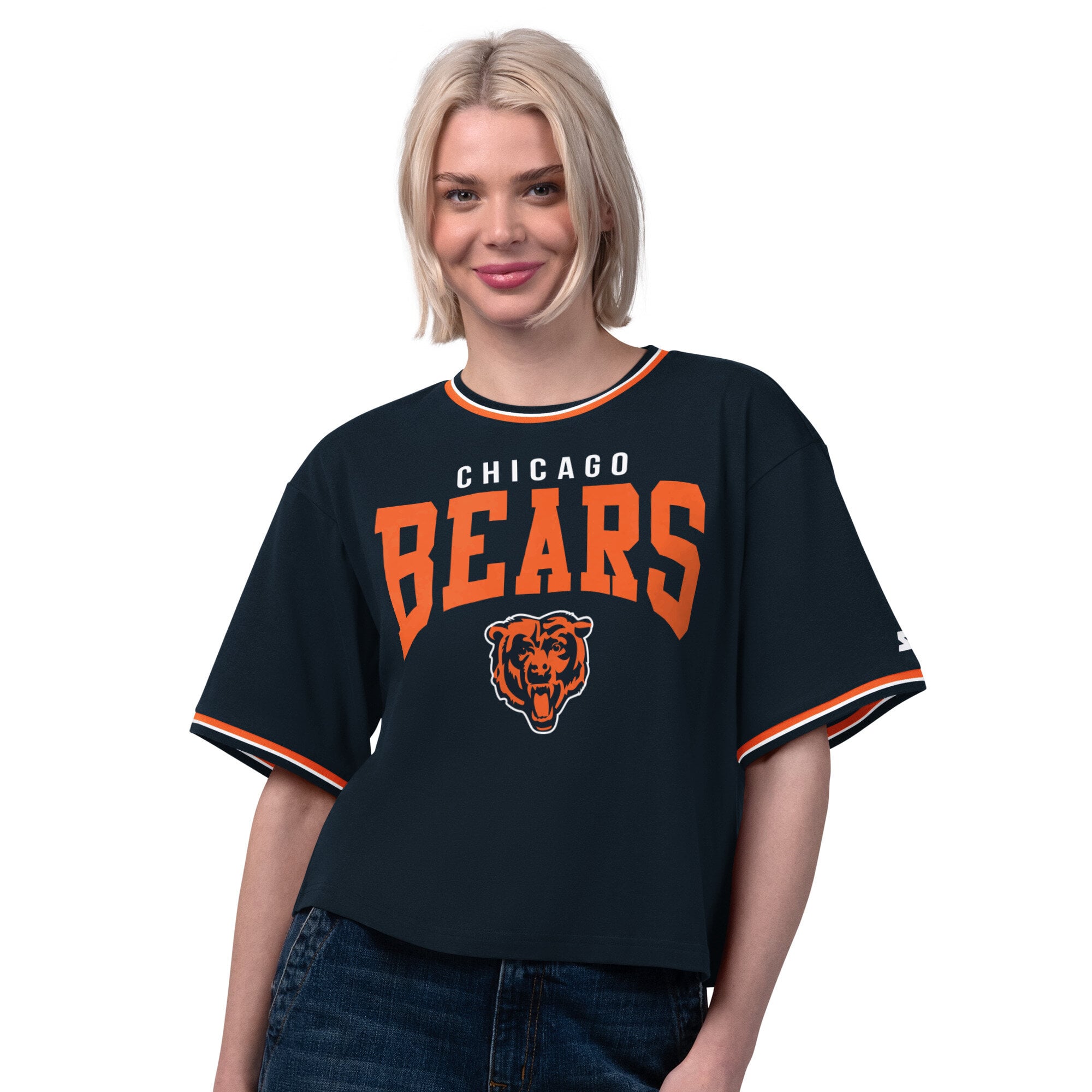 T-shirt court Ace bleu marine Starter pour femmes, Chicago Bears