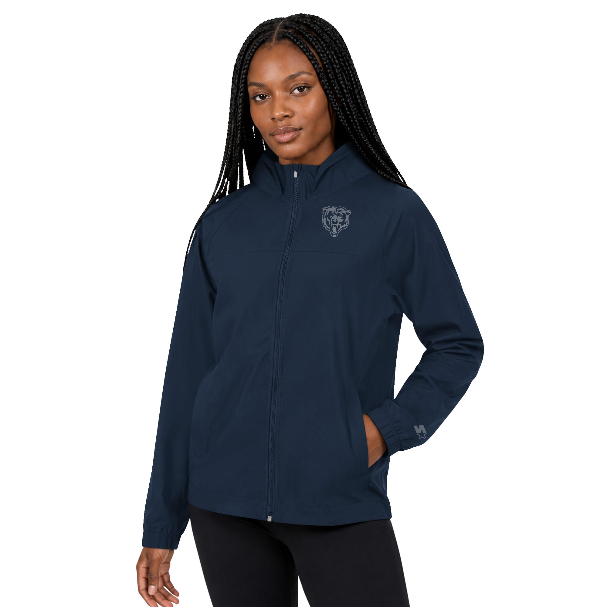 Veste raglan légère zippée Starter pour femme, bleu marine, Chicago Bears