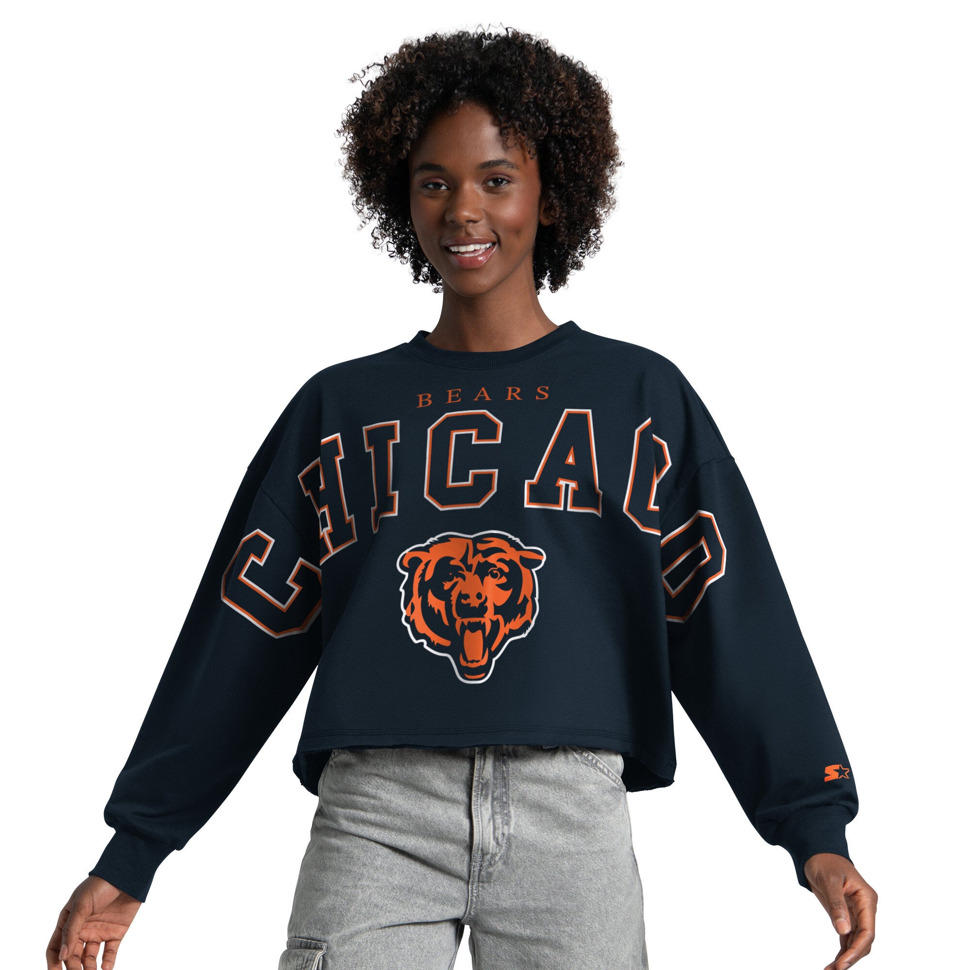 Sweat-shirt court Starter pour femme, bleu marine, Chicago Bears Bleachers