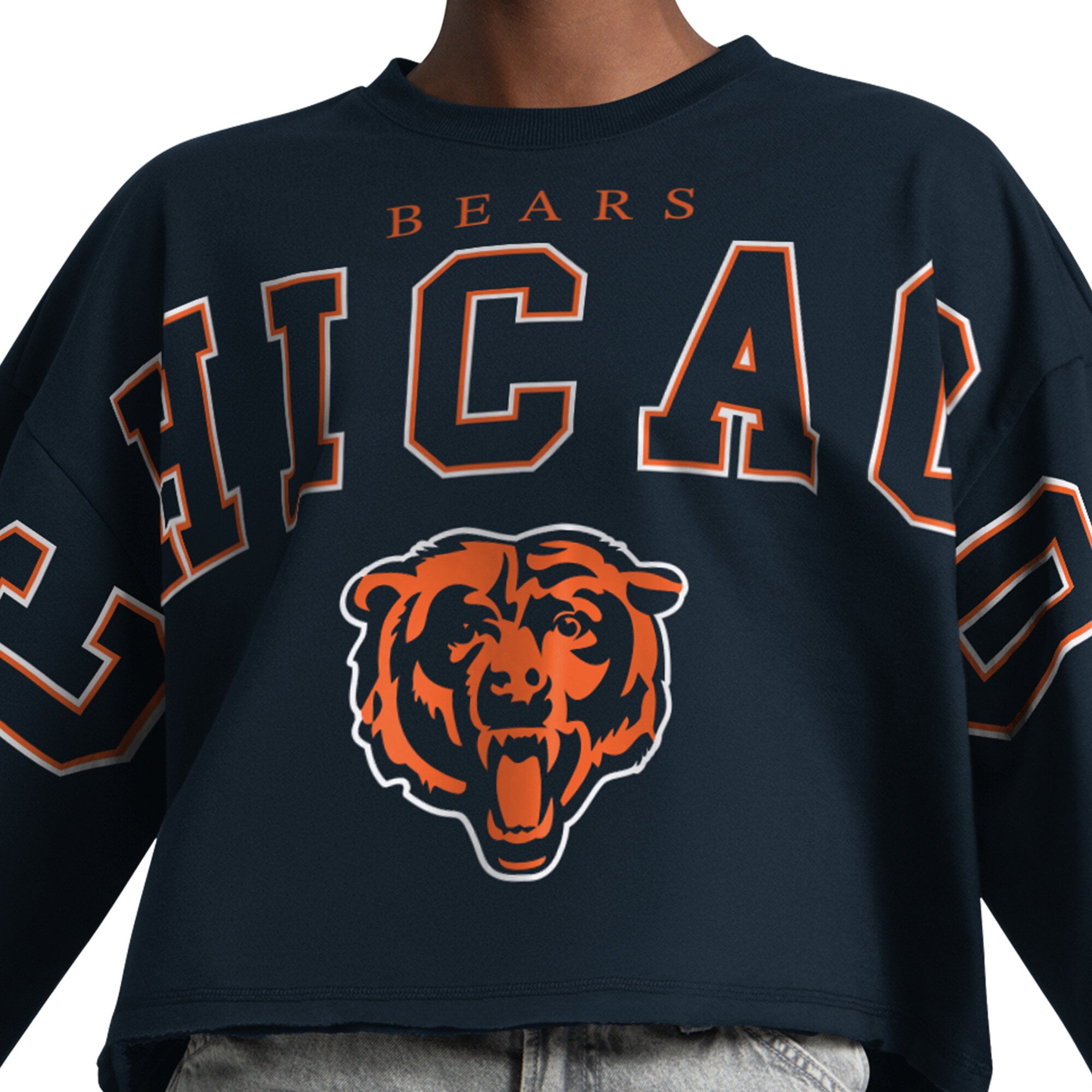 Sweat-shirt court Starter pour femme, bleu marine, Chicago Bears Bleachers