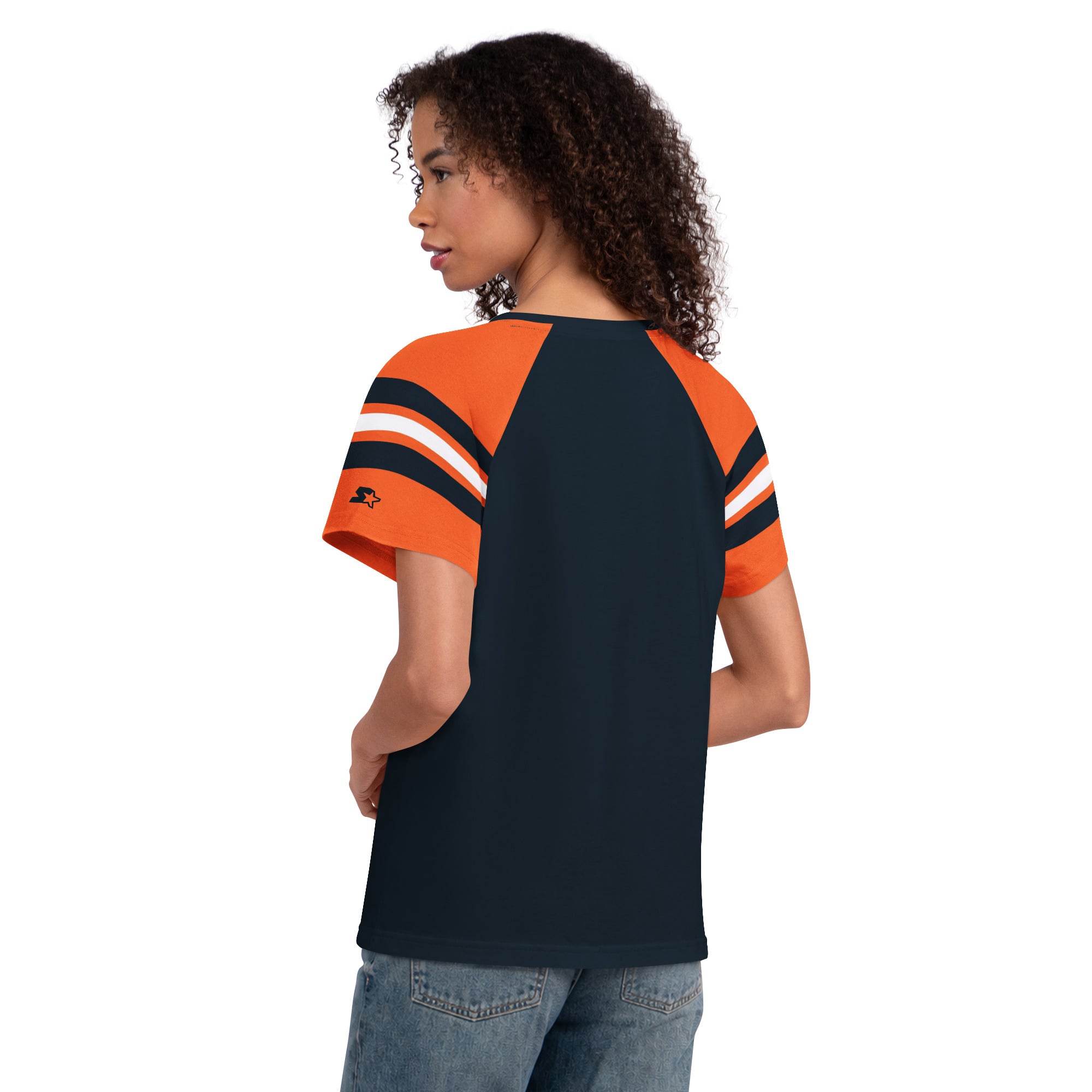 T-shirt raglan à col cranté Starter Navy Chicago Bears pour femme