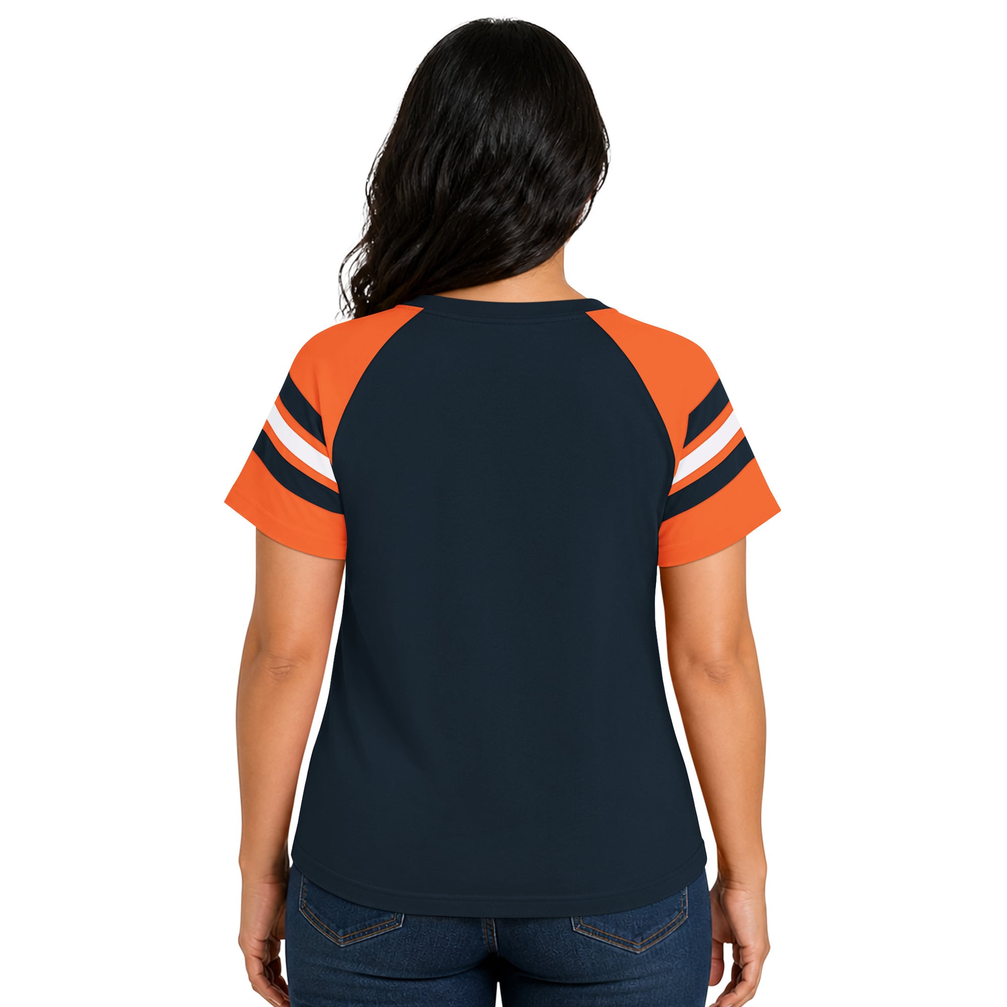 T-shirt raglan à col cranté Starter Navy Chicago Bears pour femme, grande taille