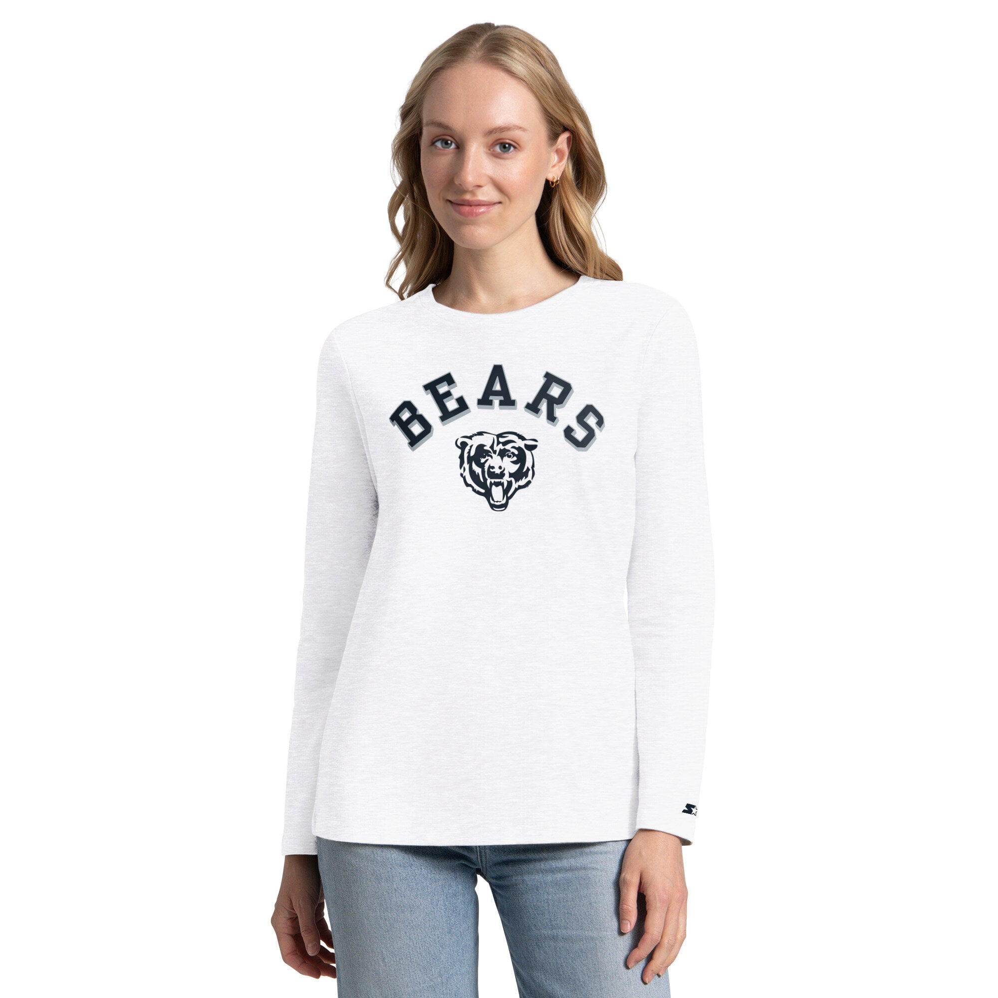 Lot de t-shirts à manches courtes et longues Starter pour femmes, bleu marine/gris chiné, Chicago Bears