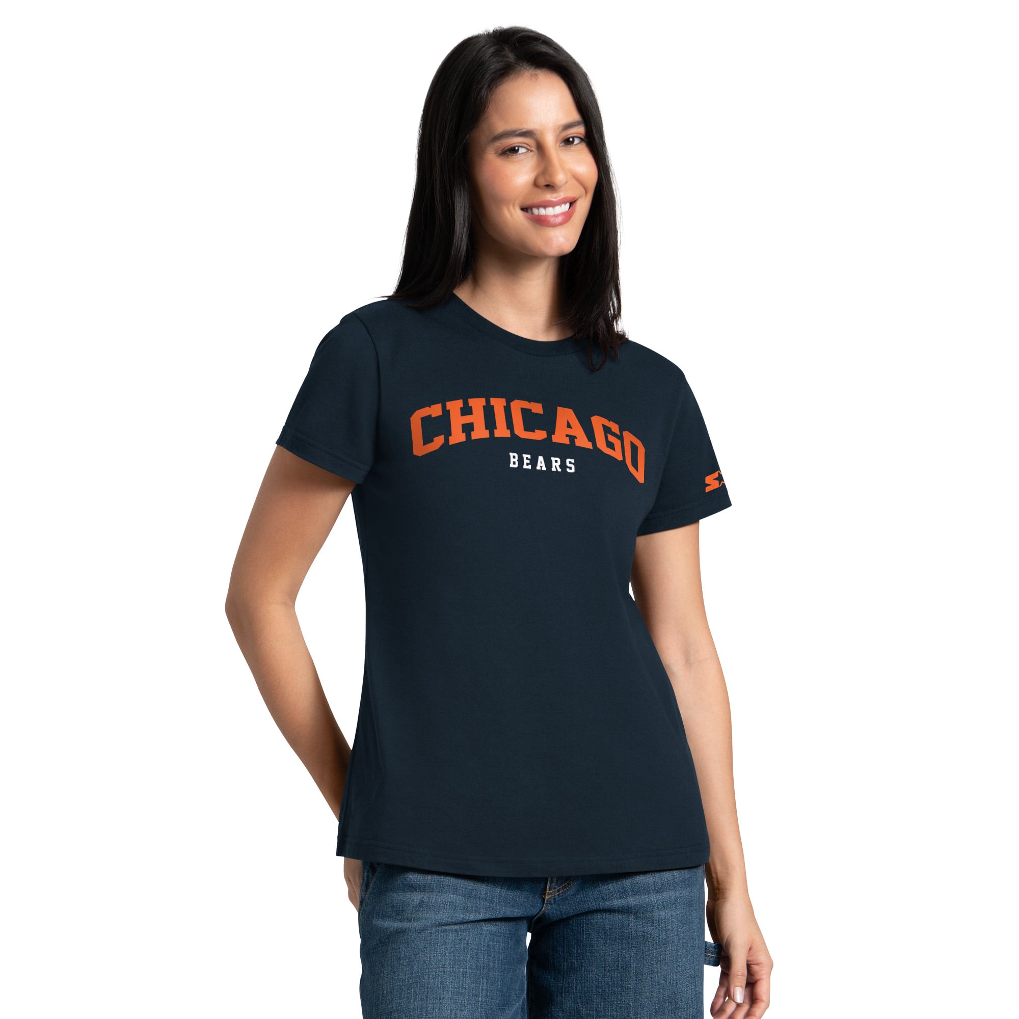 Lot de t-shirts Starter pour femmes, bleu marine et orange, Chicago Bears