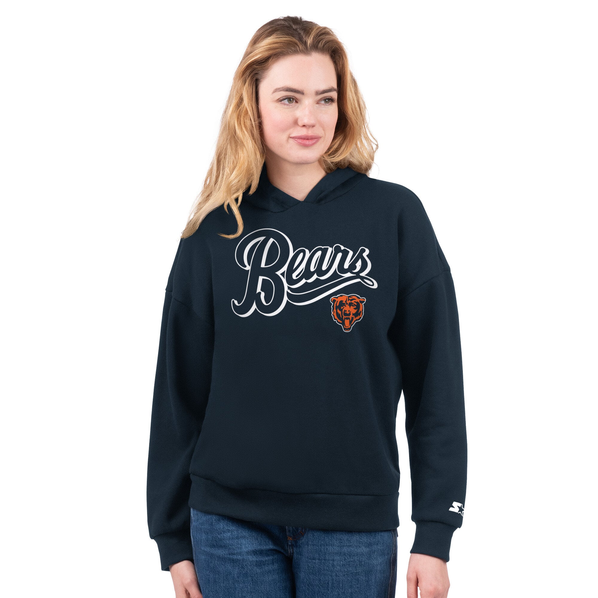 Ensemble sweat à capuche et t-shirt Starter orange/marine Chicago Bears pour femme