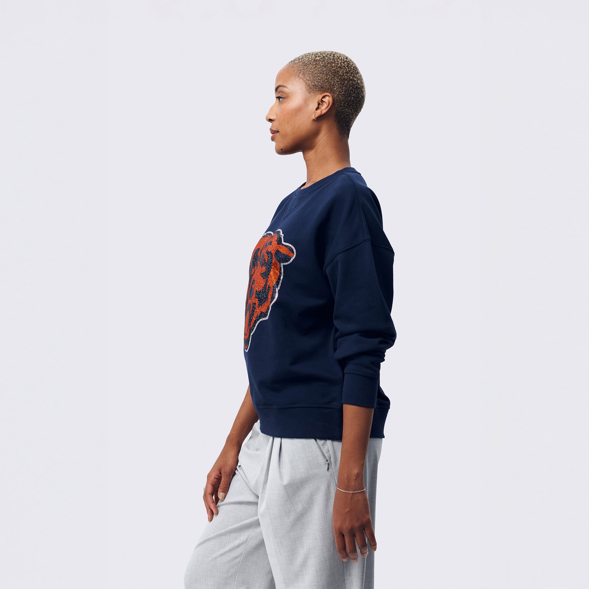 Sweat-shirt à col rond Terez Navy Chicago Bears pour femme