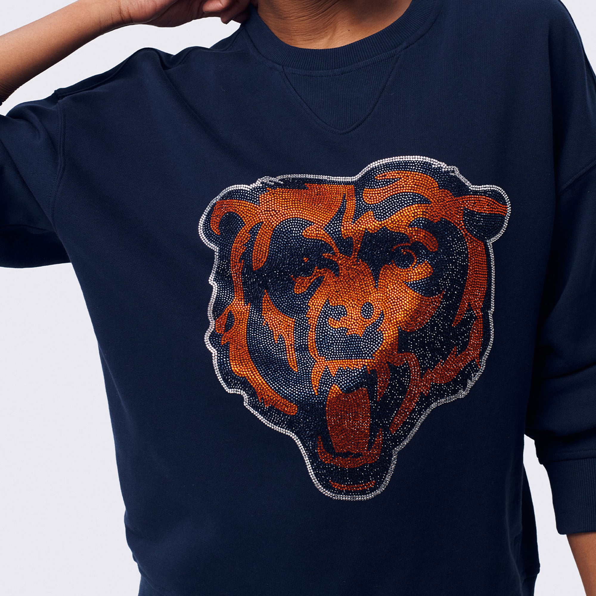 Sweat-shirt à col rond Terez Navy Chicago Bears pour femme