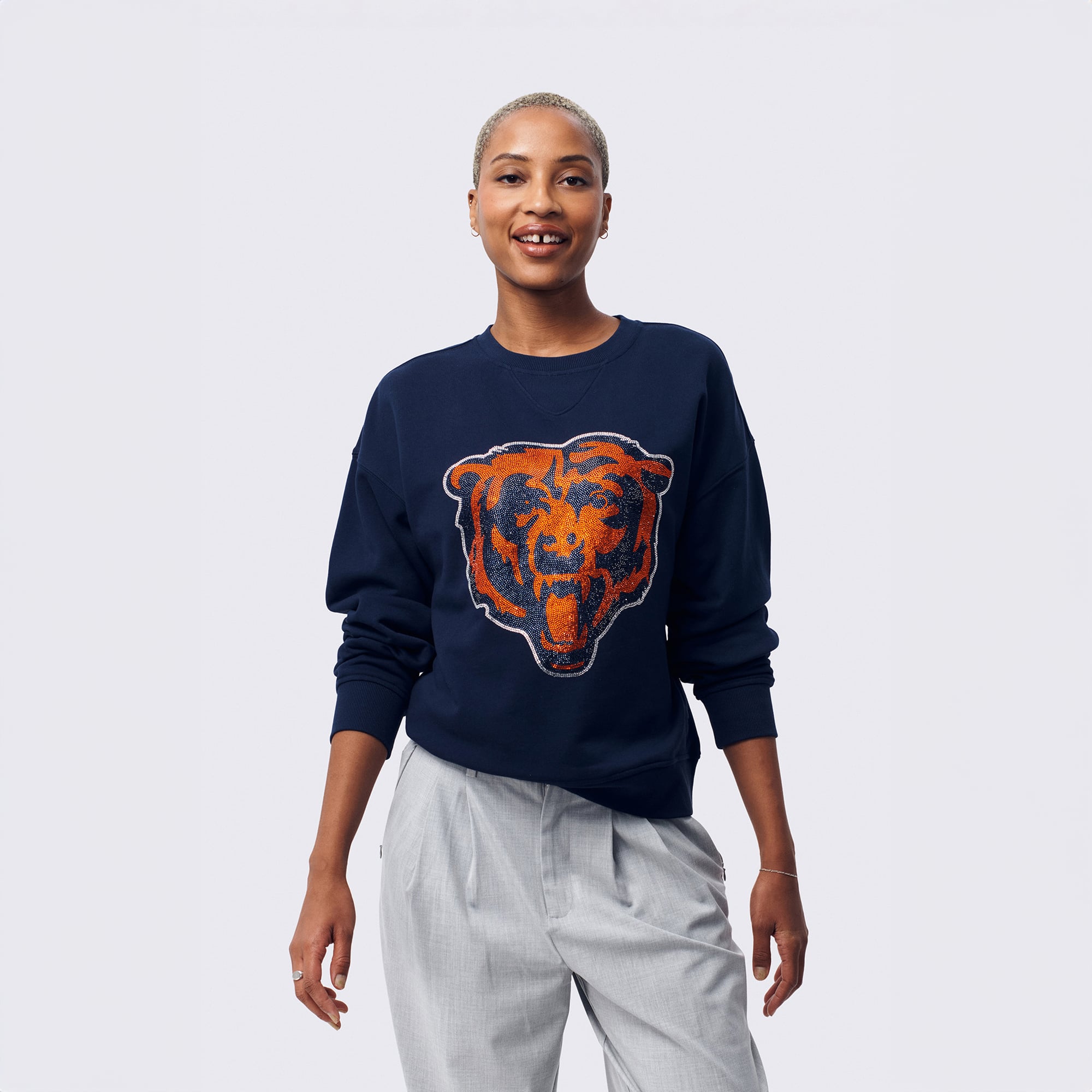 Sweat-shirt à col rond Terez Navy Chicago Bears pour femme