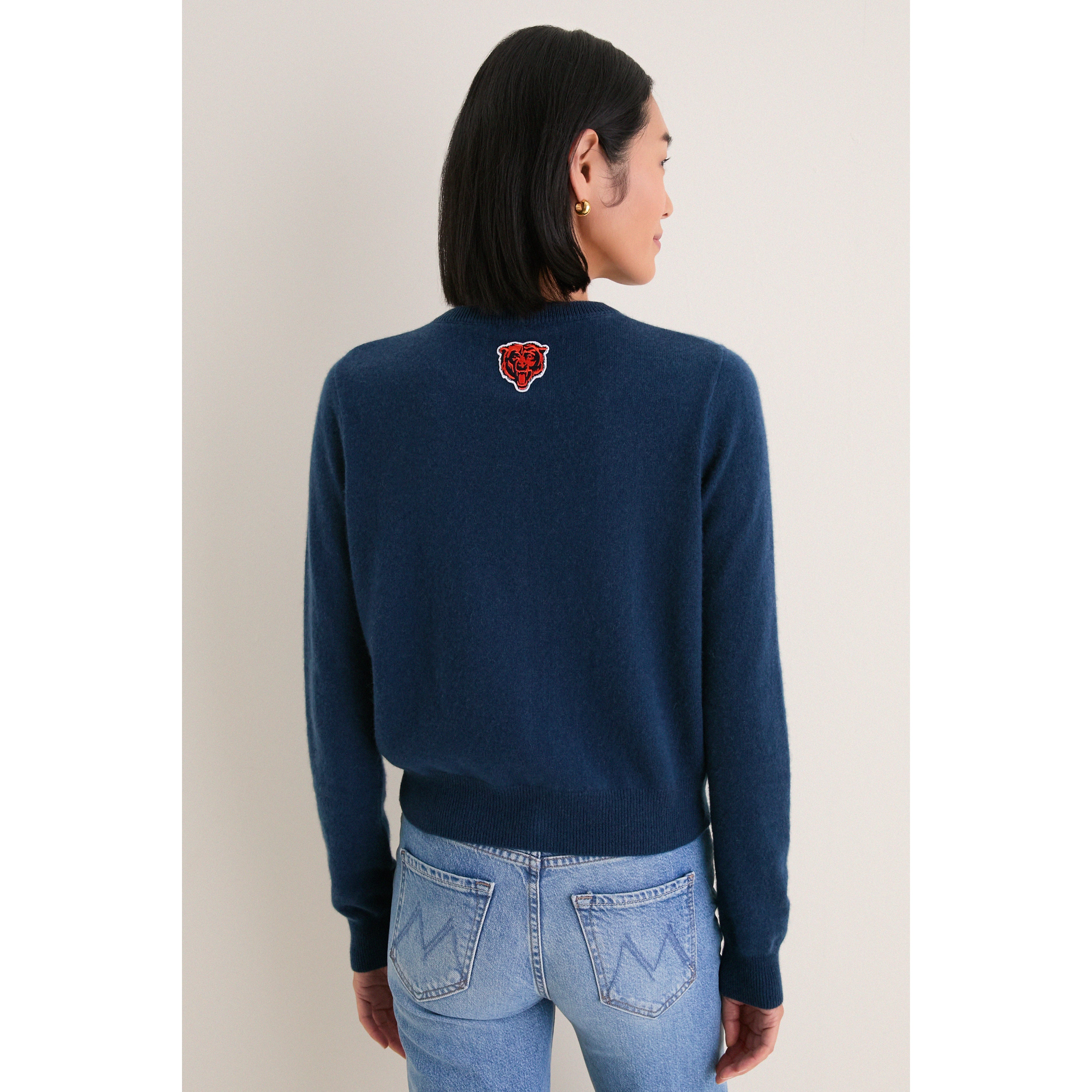 Gilet en cachemire à boutons Tuckernuck bleu marine Chicago Bears pour femme