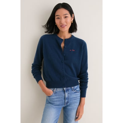 Chicago Bears Tuckernuck Women's Full-Button Cashmere Cardigan - Navy