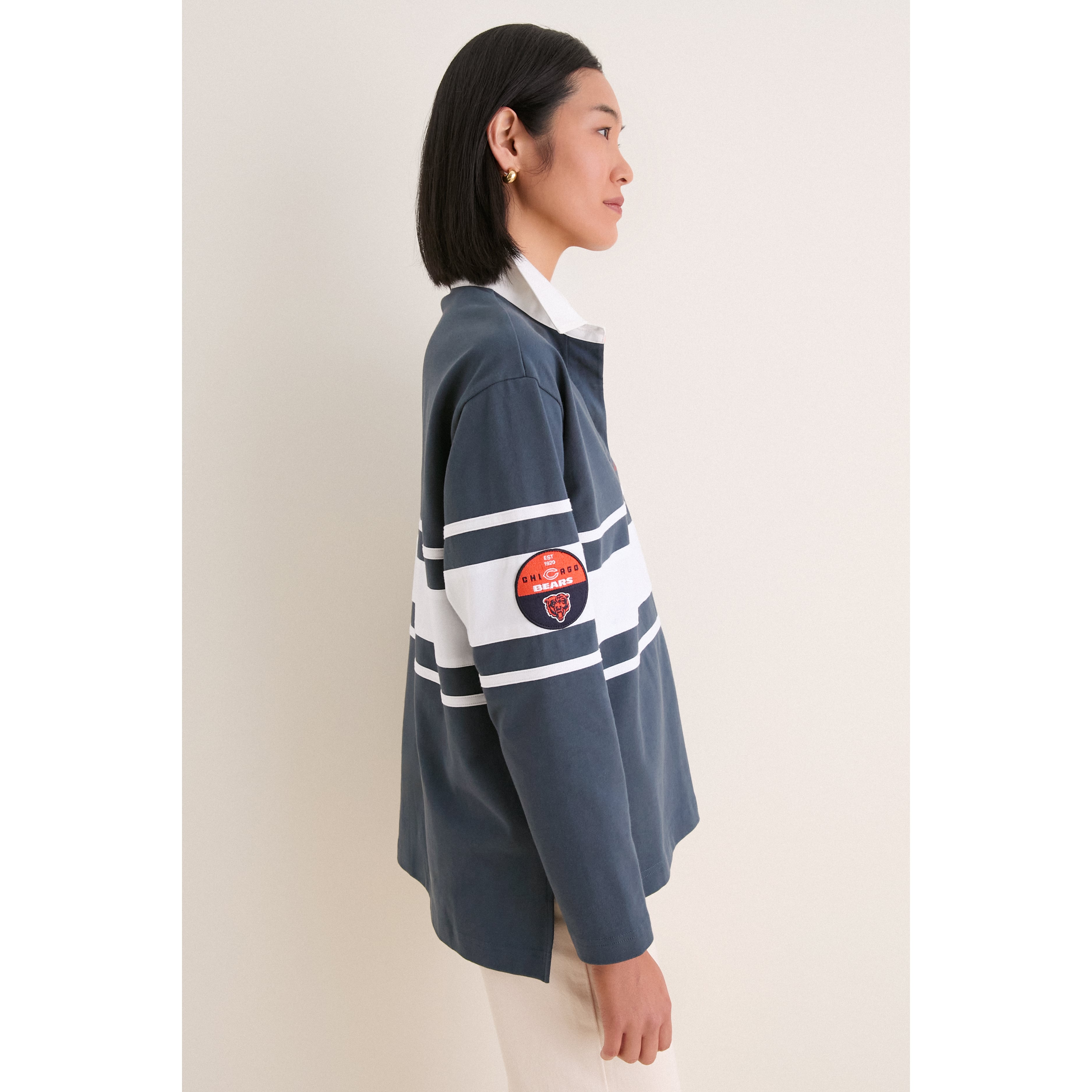 Polo à manches longues Tuckernuck bleu marine Chicago Bears pour femme