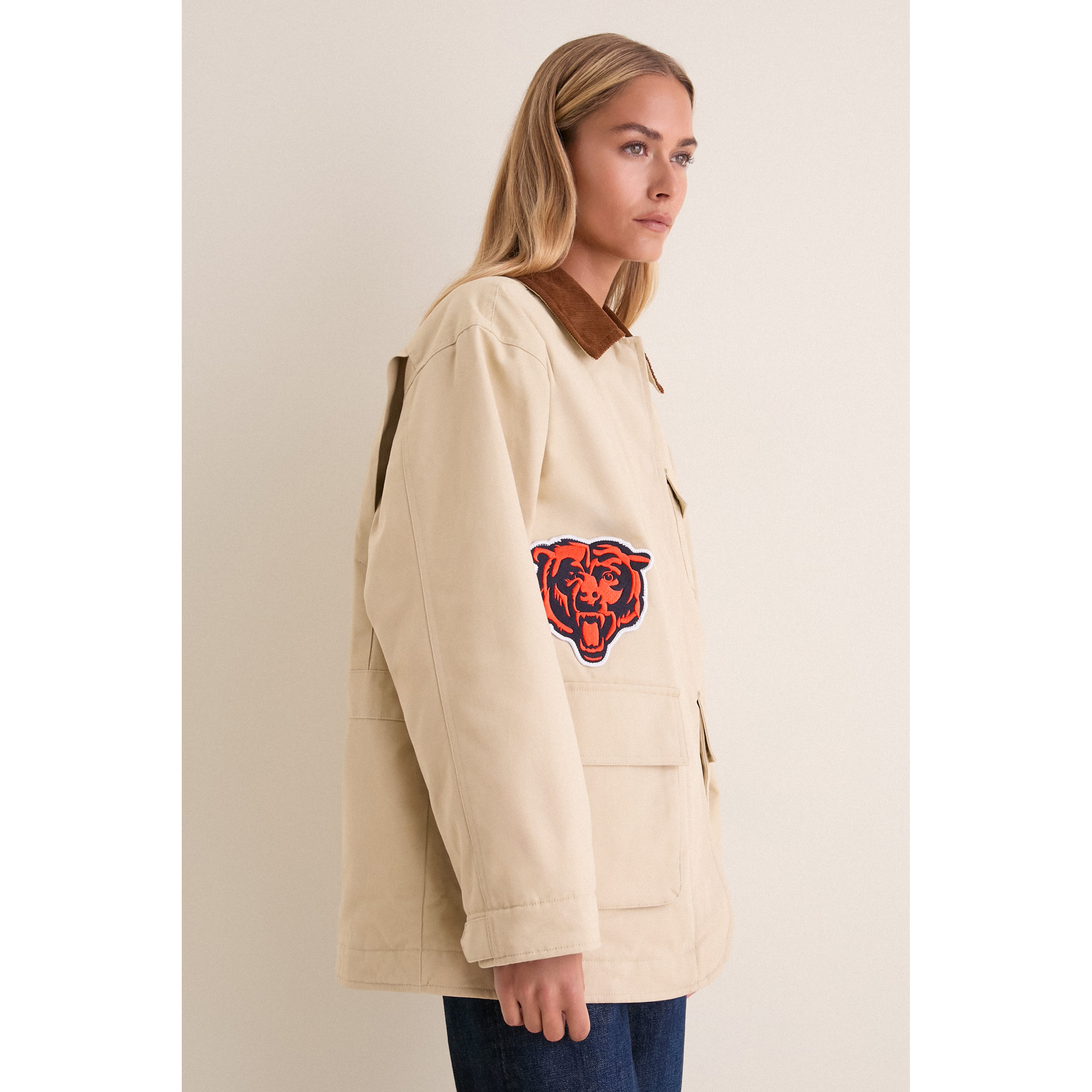 Veste de grange Tuckernuck Stone Chicago Bears pour femmes, fermeture à boutons-pression.