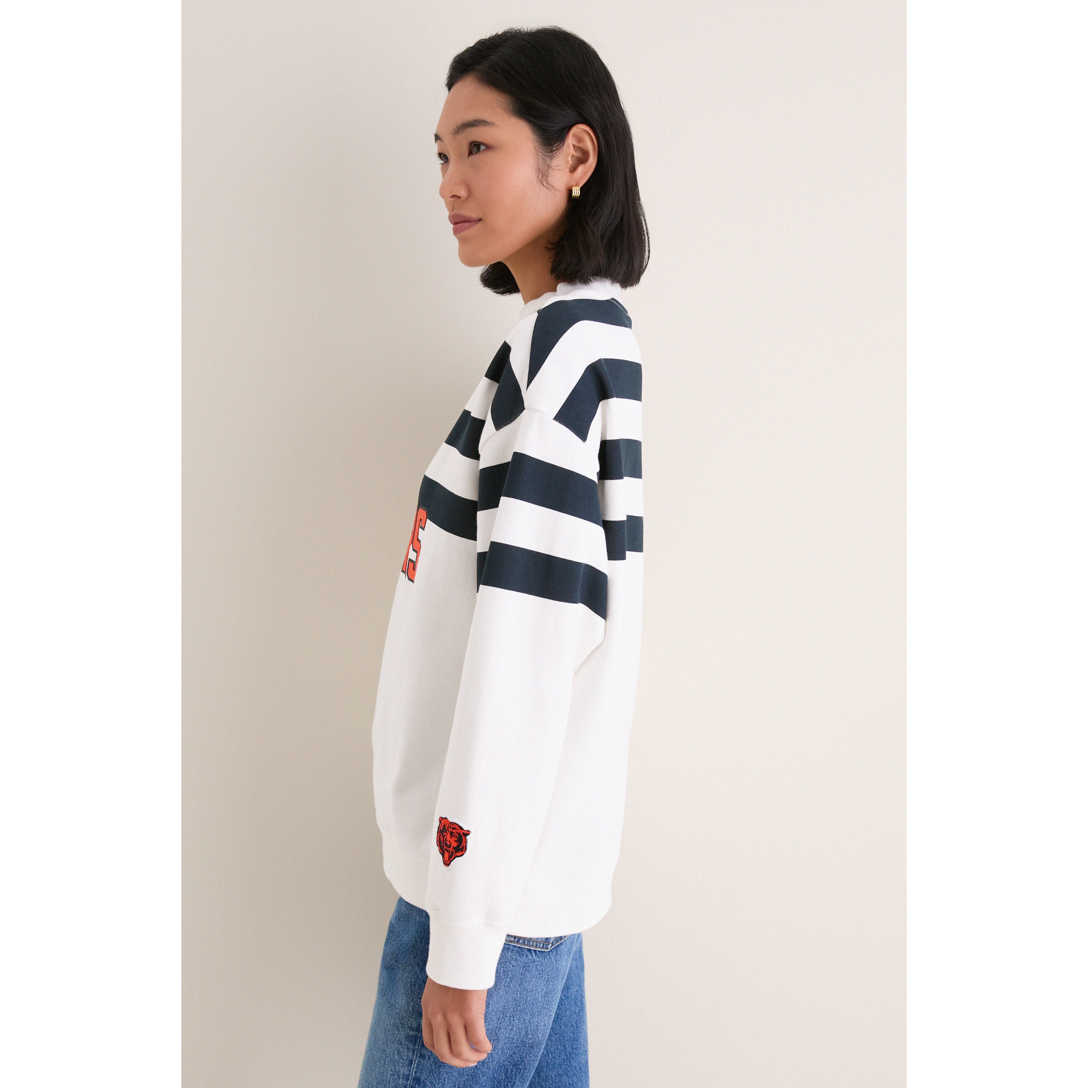 Sweat-shirt rayé blanc et marine Chicago Bears pour femme Tuckernuck