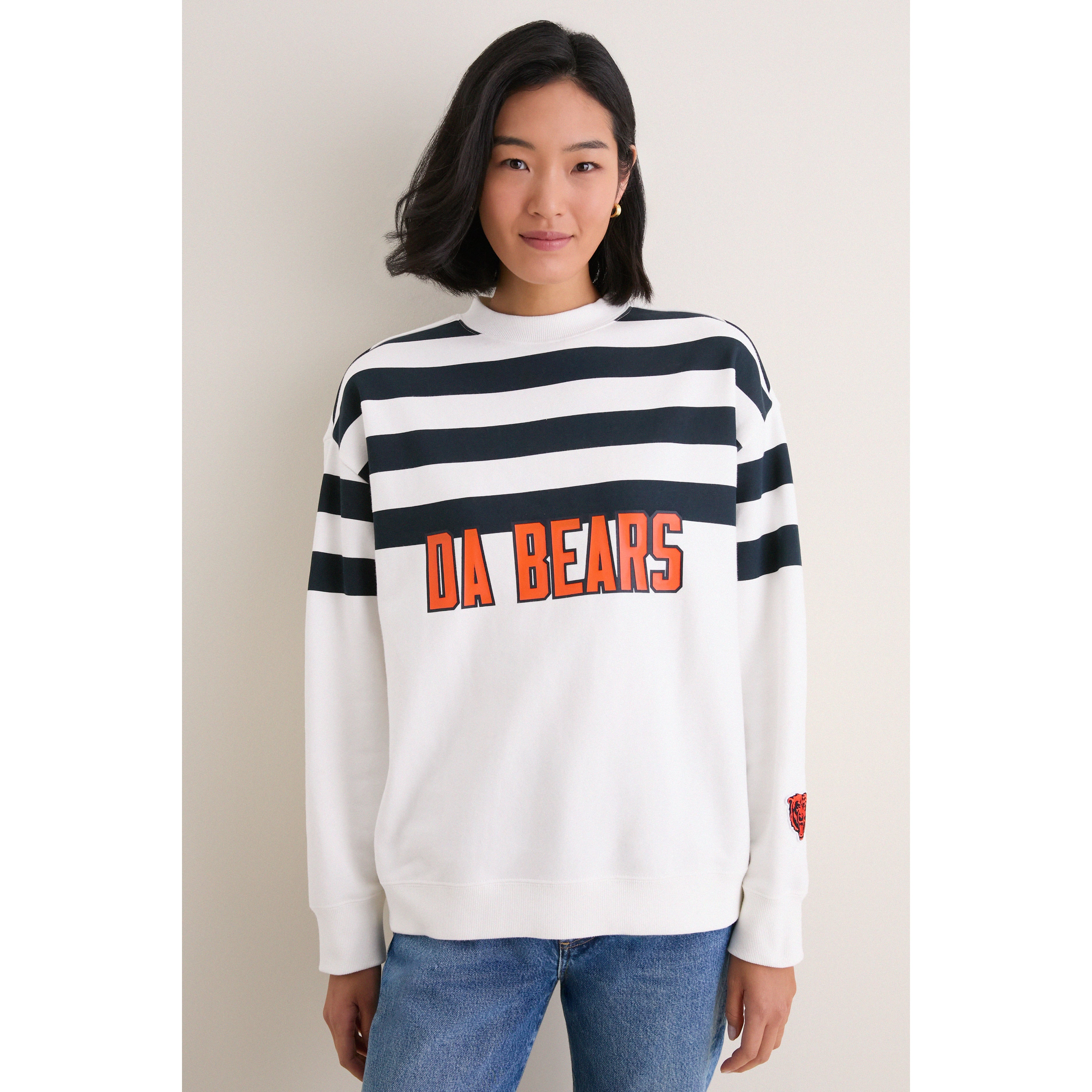 Sweat-shirt rayé blanc et marine Chicago Bears pour femme Tuckernuck