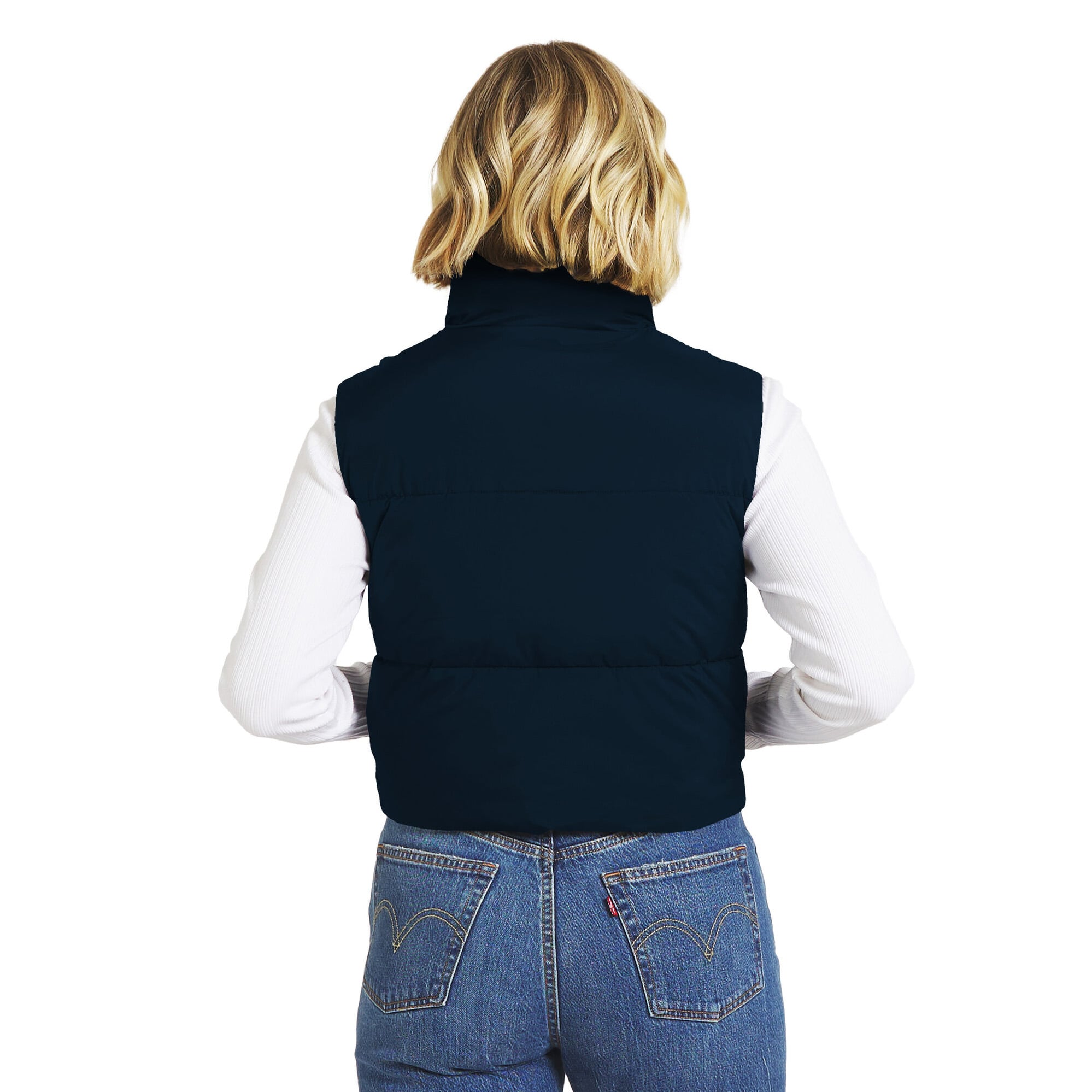 Gilet sans manches court zippé bleu marine Chicago Bears de la marque WEAR by Erin Andrews pour femmes
