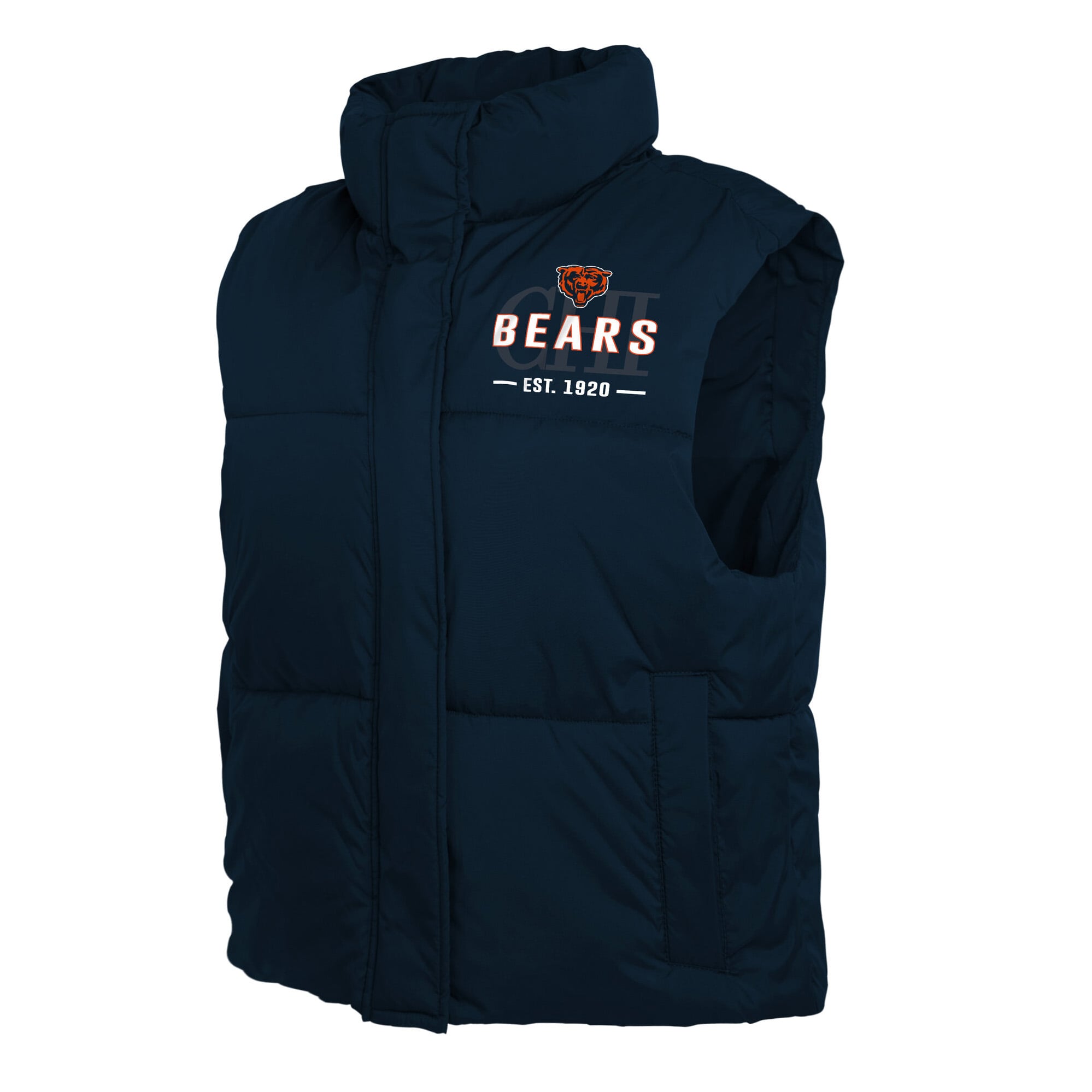 Gilet sans manches court zippé bleu marine Chicago Bears de la marque WEAR by Erin Andrews pour femmes