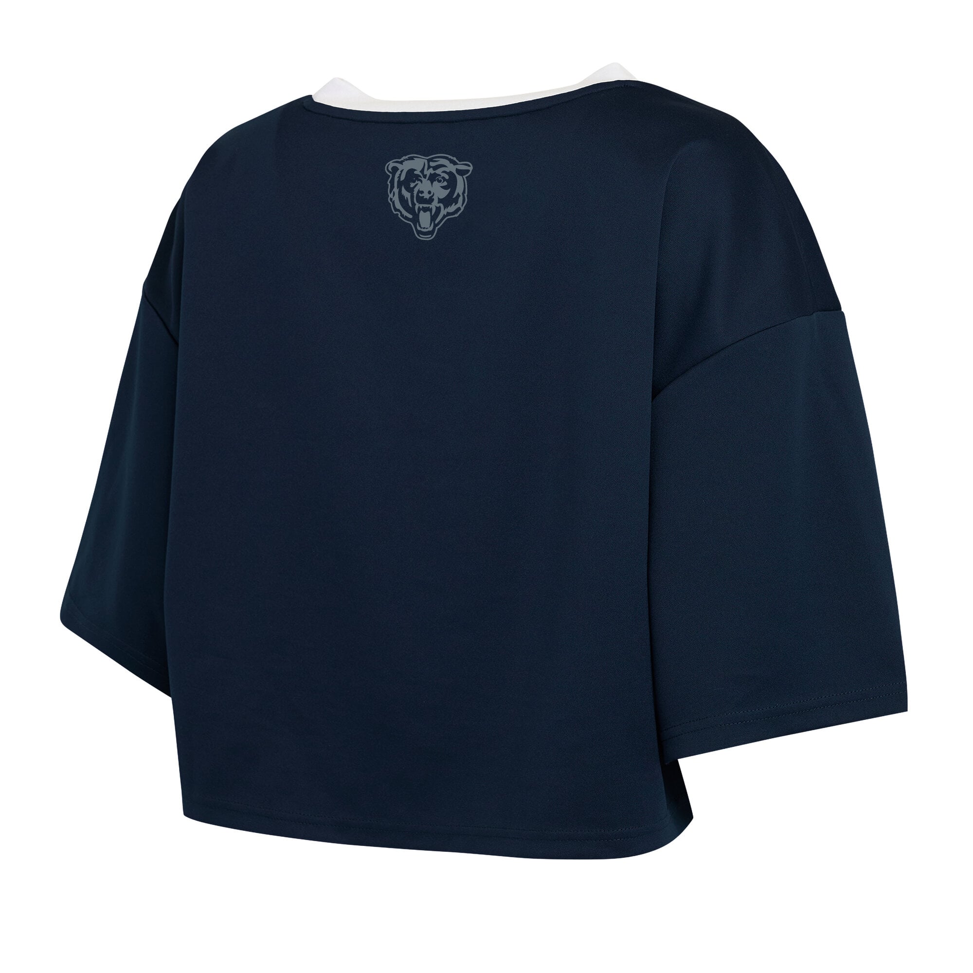 Women's WEAR by Erin Andrews Navy Chicago Bears Cropped V-Neck Jersey T-Shirt