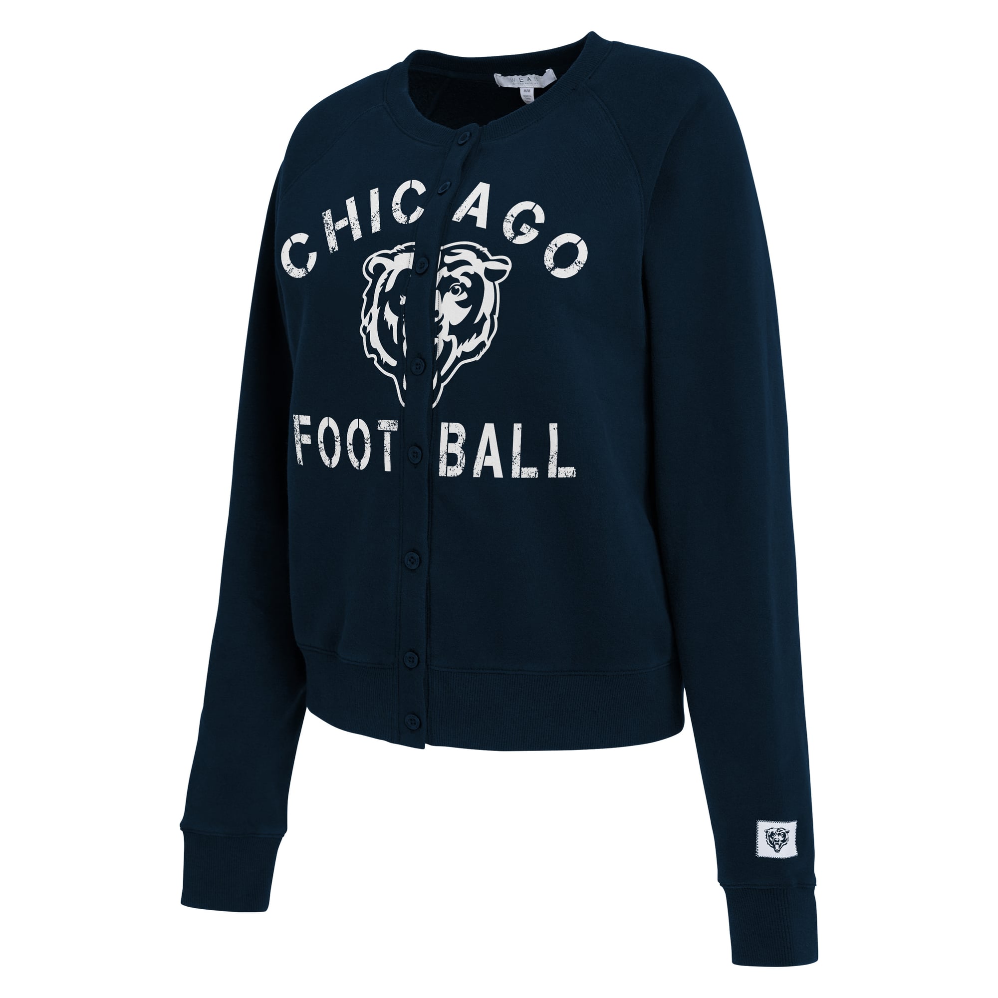 Gilet cardigan chiné bleu marine Chicago Bears pour femme de la marque WEAR by Erin Andrews
