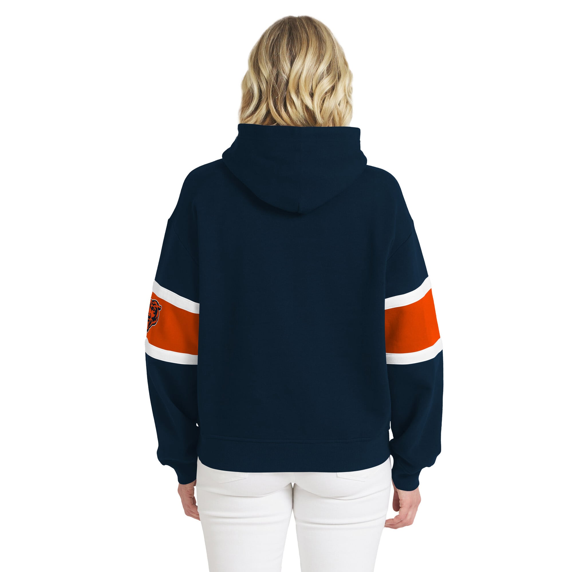 Sweat à capuche rayé bleu marine Chicago Bears pour femme de la marque WEAR by Erin Andrews