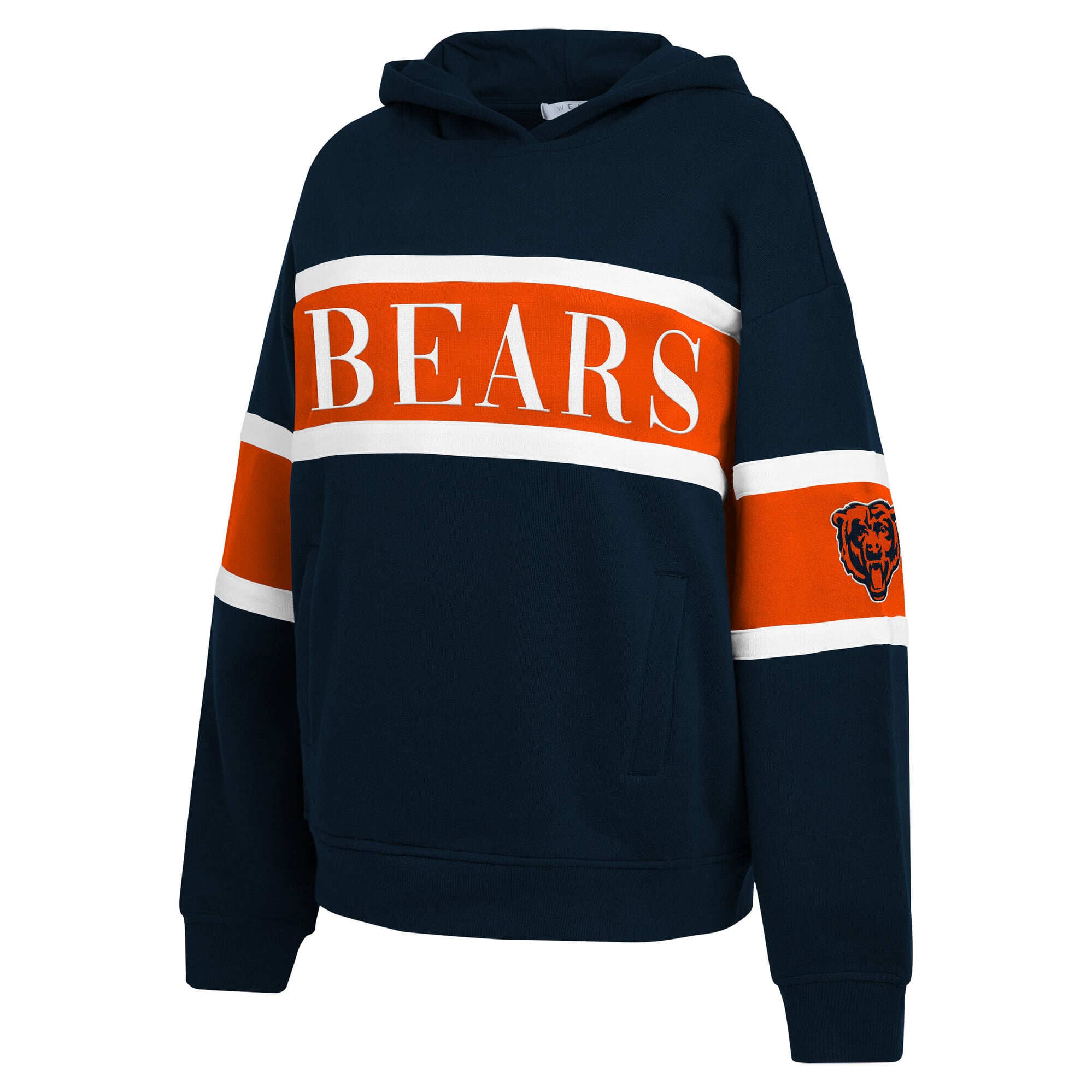 Sweat à capuche rayé bleu marine Chicago Bears pour femme de la marque WEAR by Erin Andrews