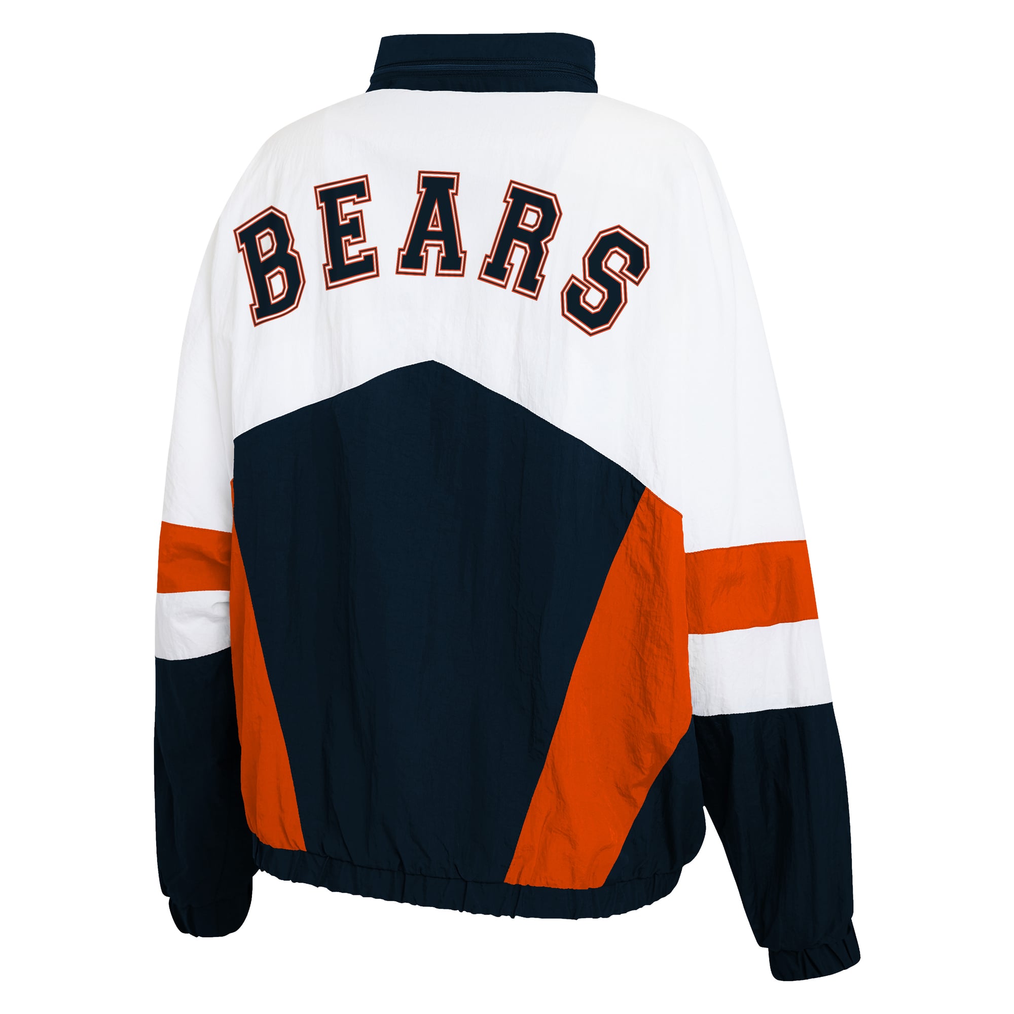 Women's WEAR by Erin Andrews  White/Navy Chicago Bears Crinkle Full-Snap Hooded Windbreaker Jacket