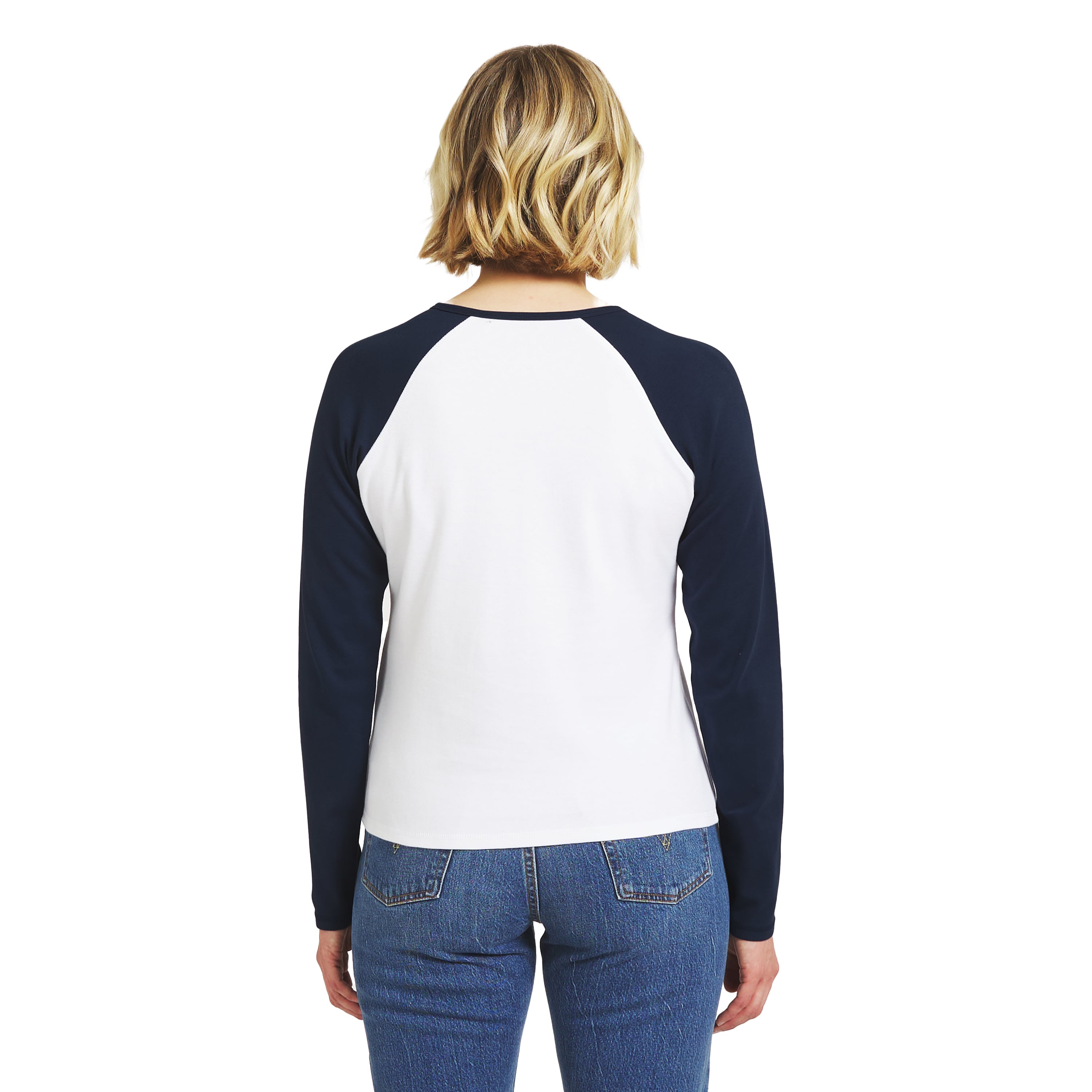 Women's WEAR by Erin Andrews White/Navy Chicago Bears Henley Long Sleeve Raglan T-Shirt