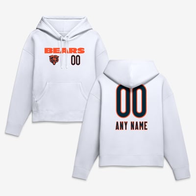 Chicago Bears Women's Touchdown Wordmark Personalized Name & Number Hoodie - White