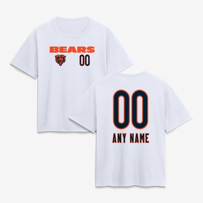 Chicago Bears Women's Touchdown Wordmark Personalized Name & Number T-Shirt - White