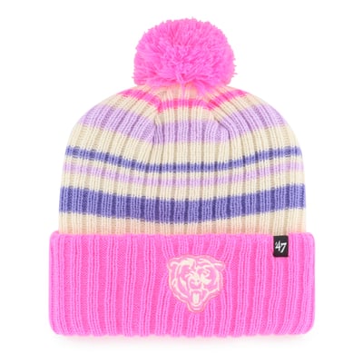  Chicago Bears '47 Youth Snow Fort Cuffed Knit Hat with Pom - Pink