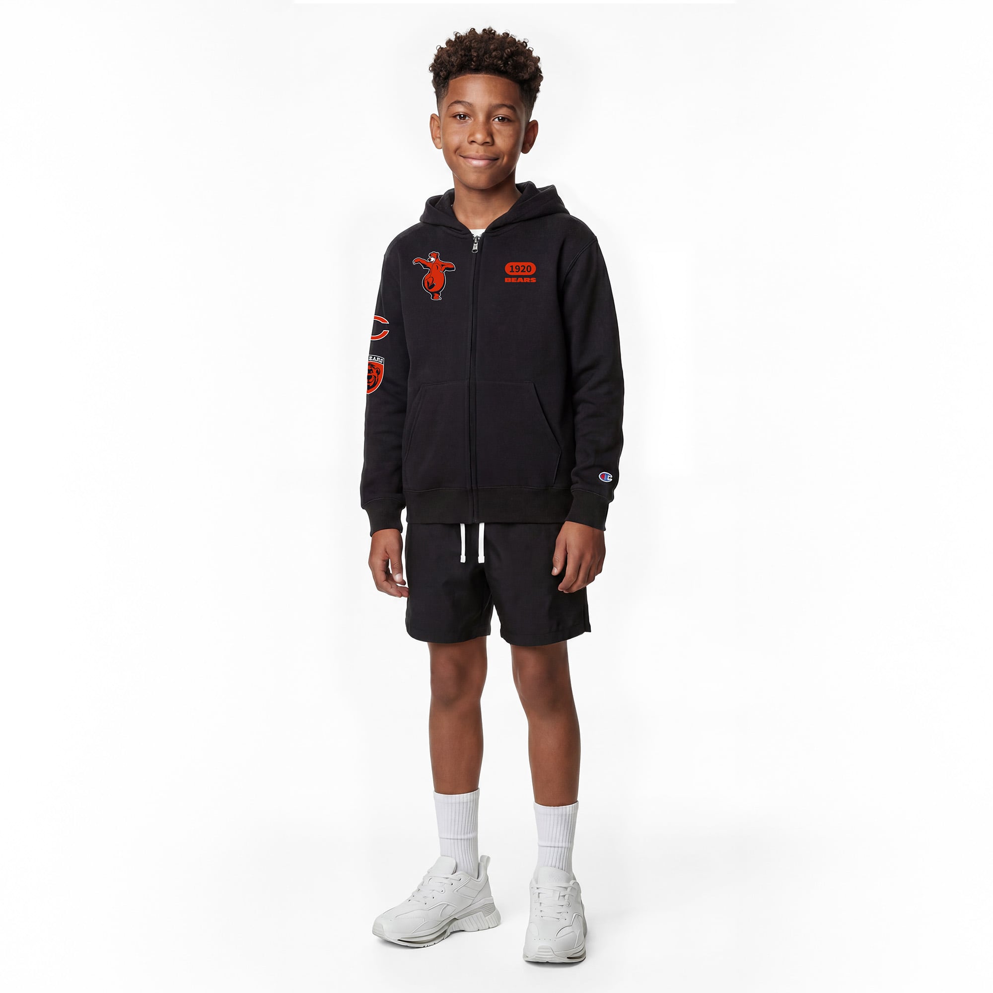 Youth Disney x Champion Black Chicago Bears Baloo Full-Zip Hoodie