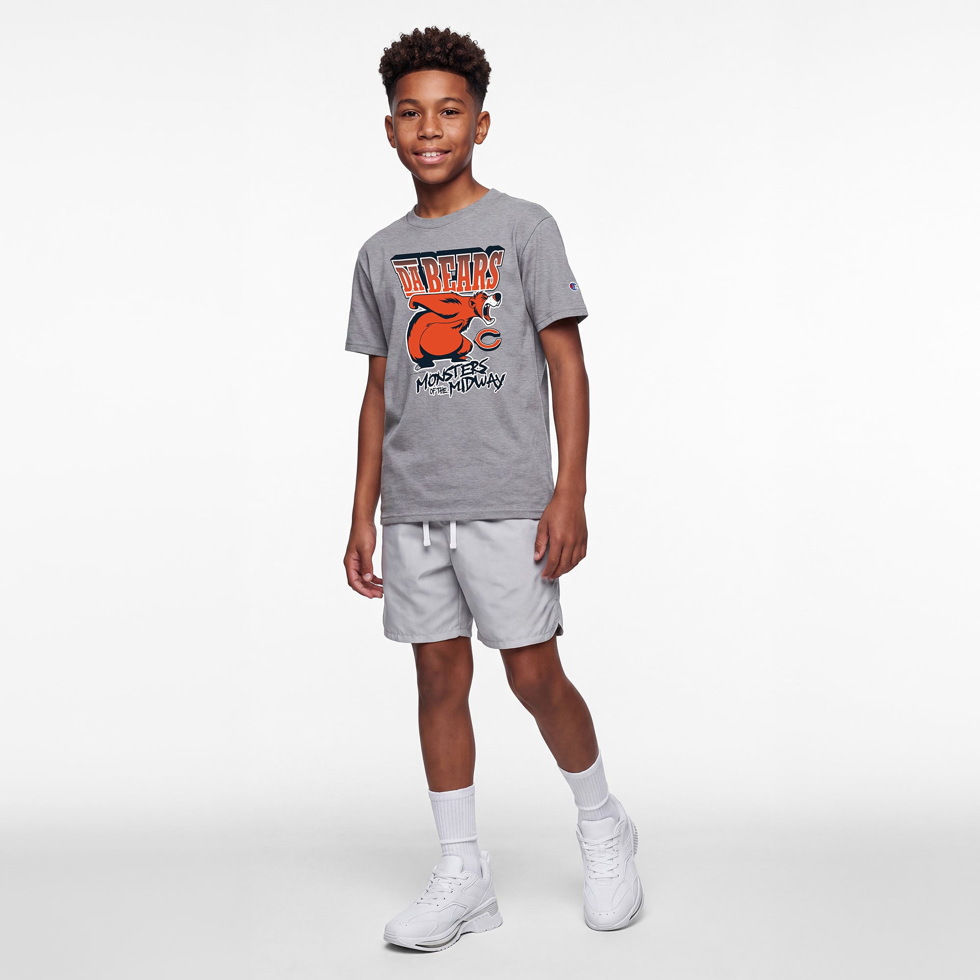 T-shirt Baloo gris chiné Disney x Champion pour enfant, Chicago Bears