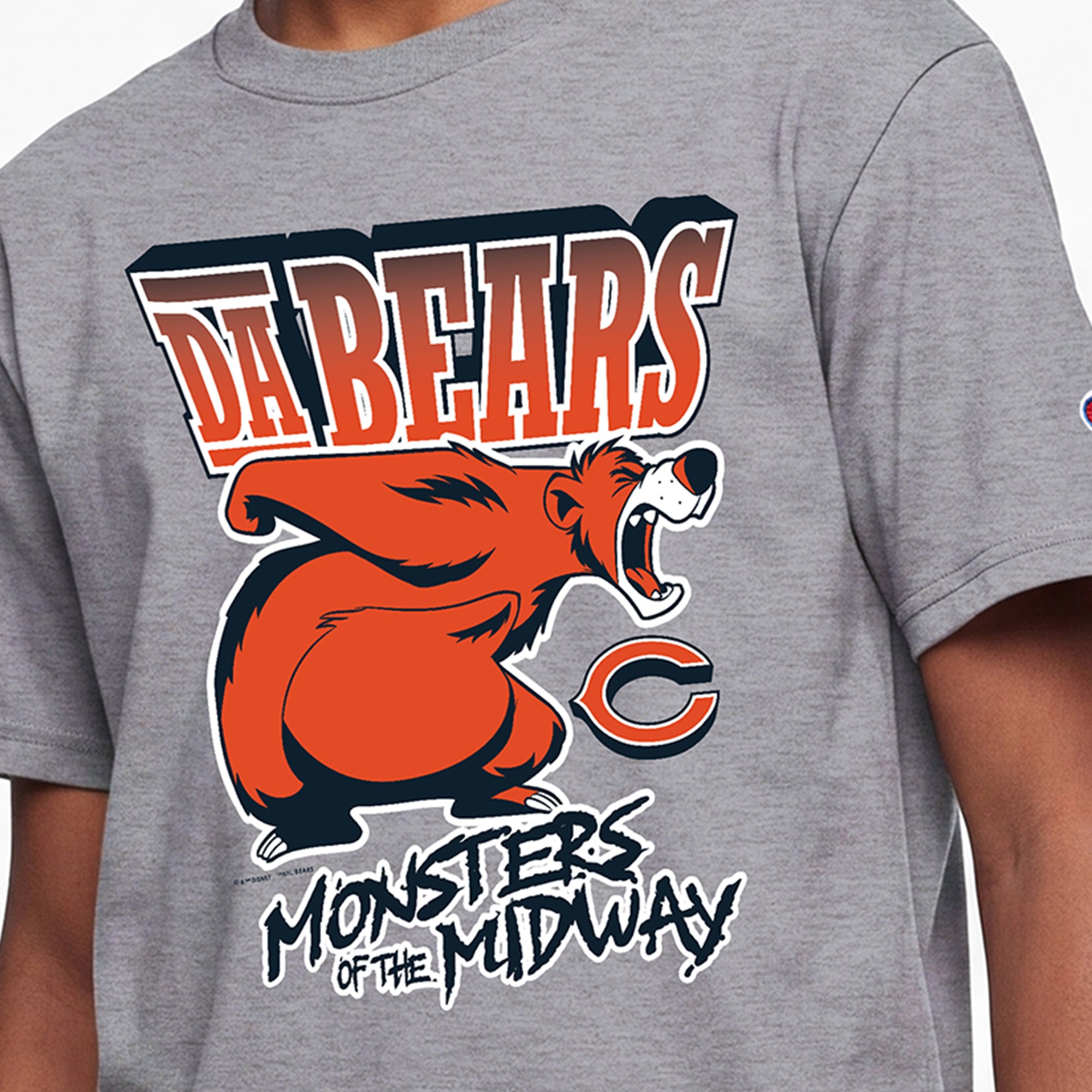 T-shirt Baloo gris chiné Disney x Champion pour enfant, Chicago Bears