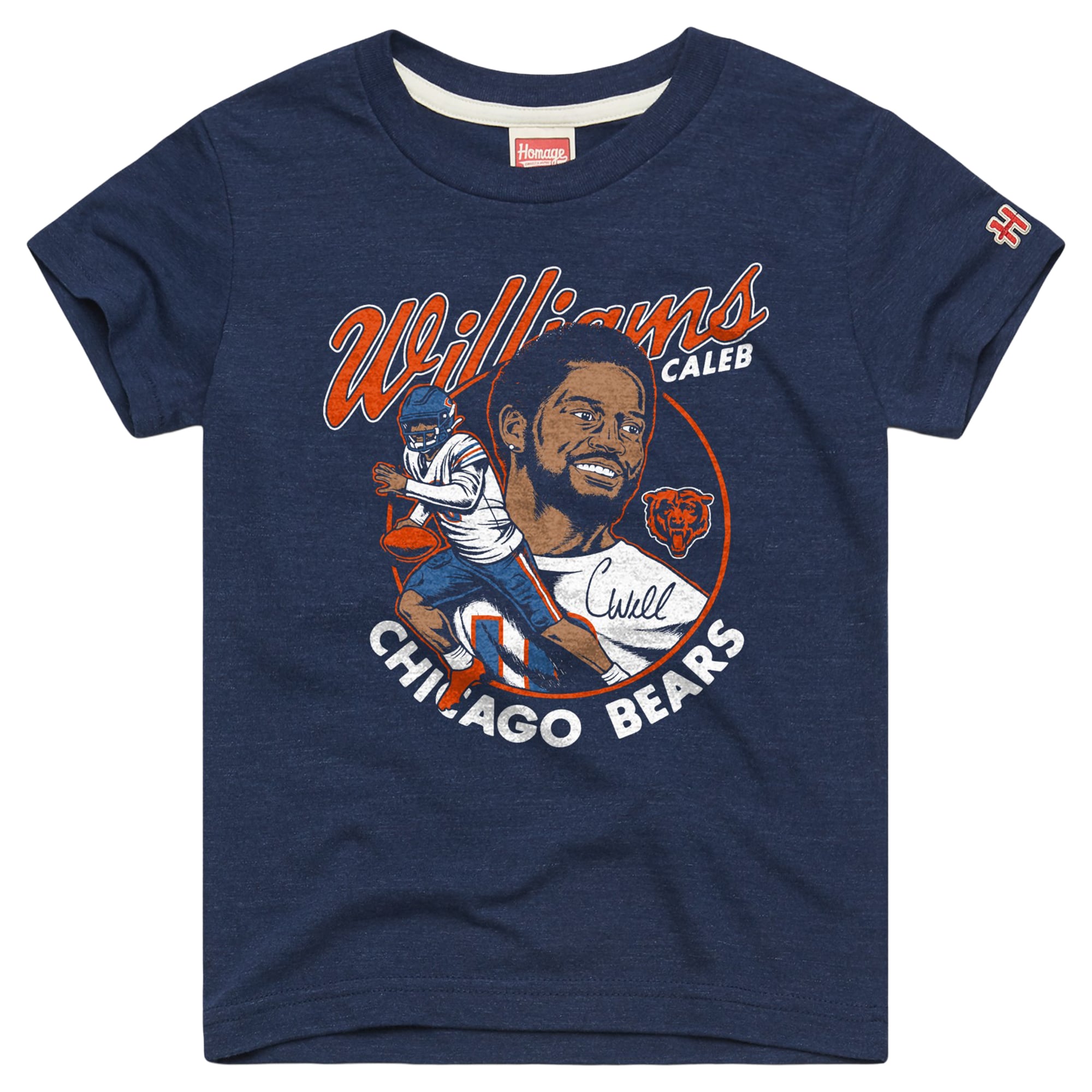 T-shirt en mélange de trois matières, hommage à Caleb Williams, joueur des Chicago Bears, bleu marine