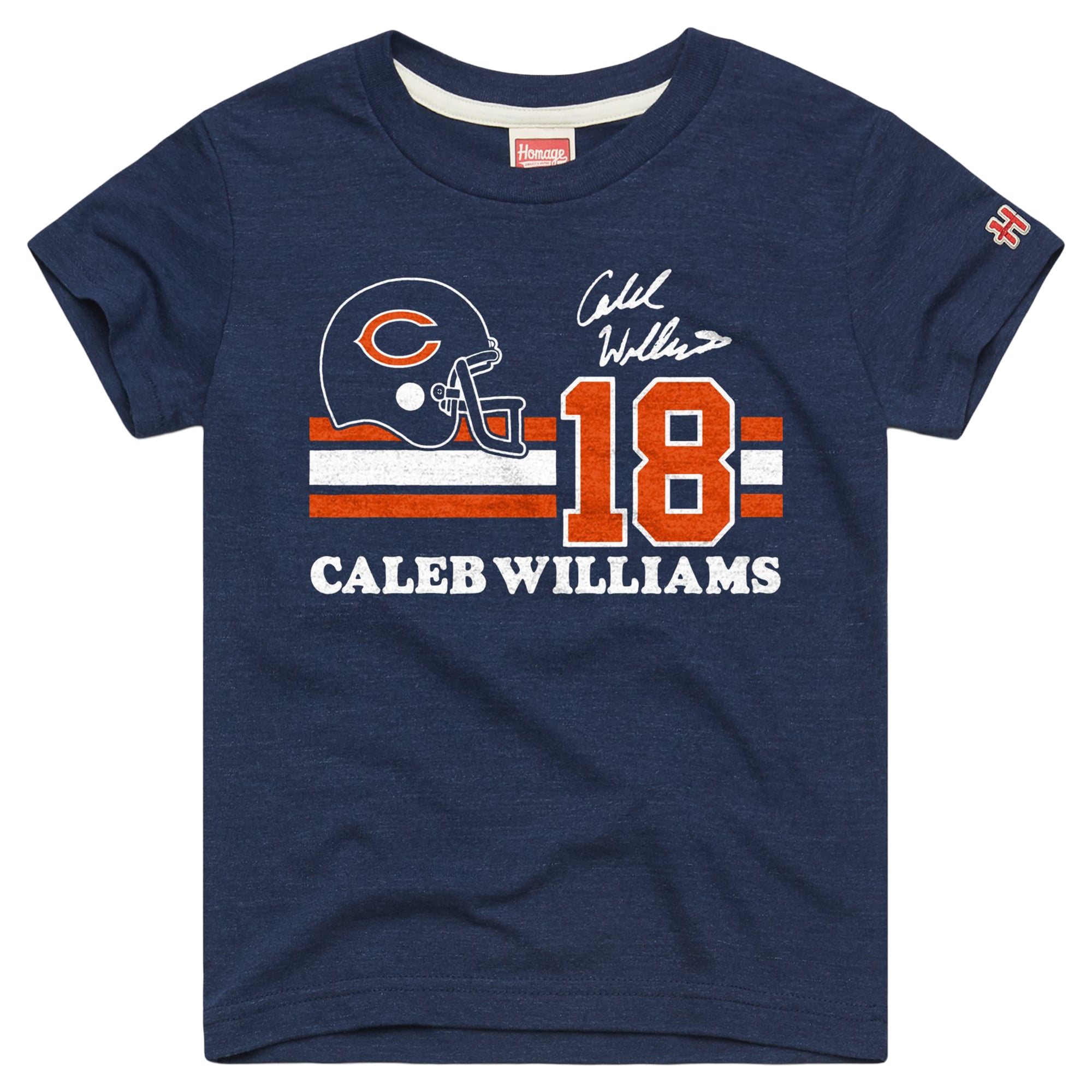T-shirt Youth Homage Caleb Williams Navy Chicago Bears Remix Signature Tri-Blend