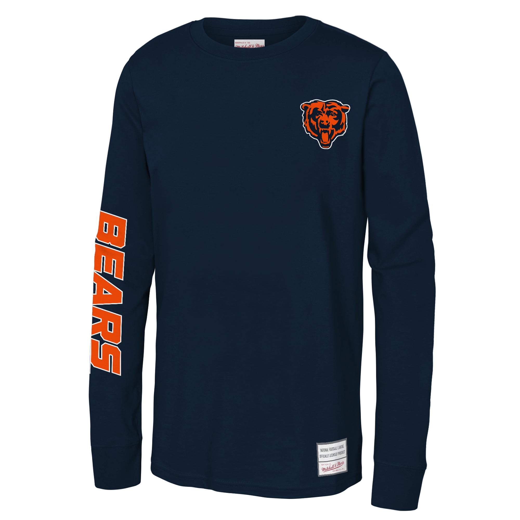 T-shirt à manches longues Mitchell & Ness Triple Play Chicago Bears bleu marine pour enfant